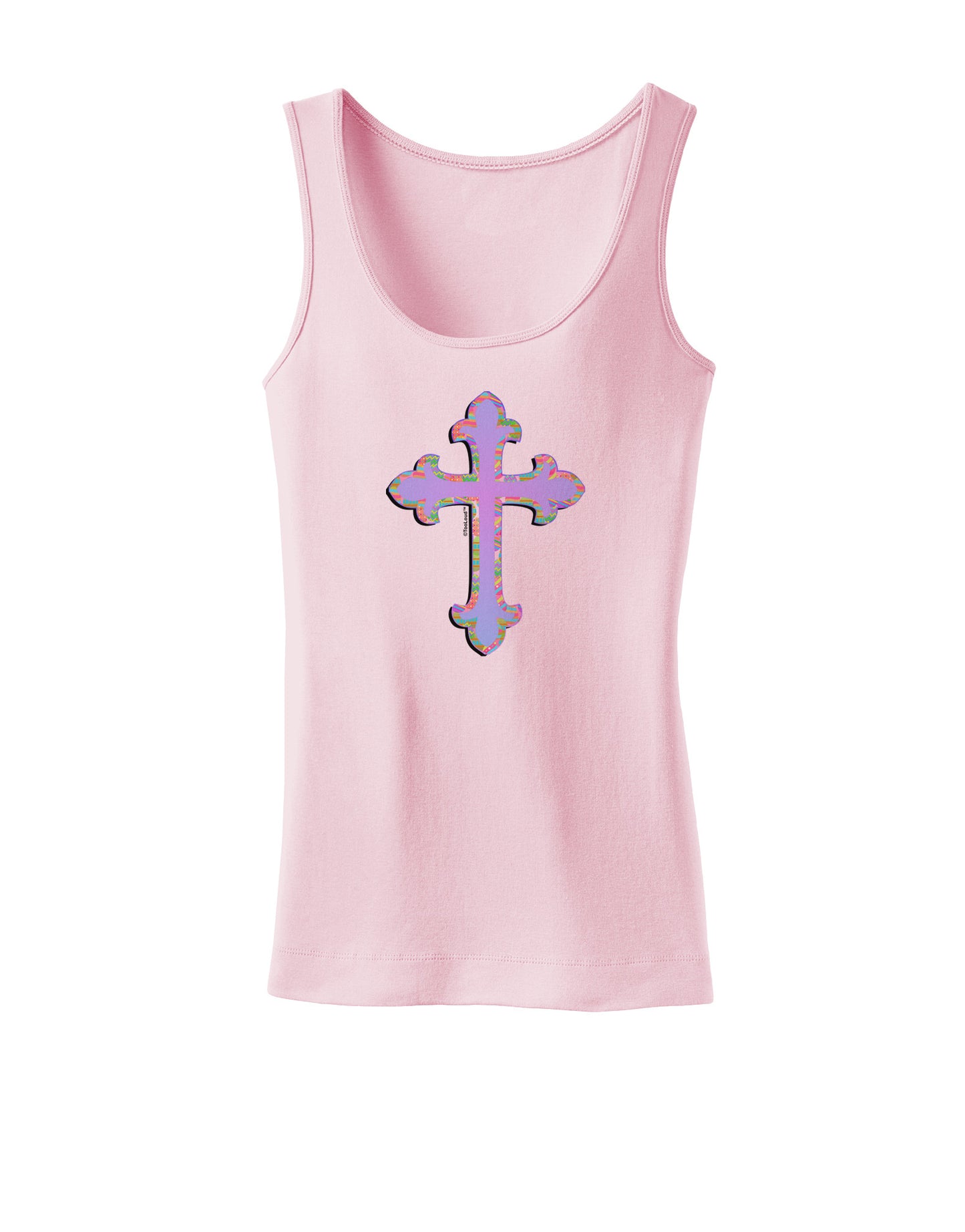 Easter Color Cross Womens Petite Tank Top-TooLoud-SoftPink-X-Small-Davson Sales