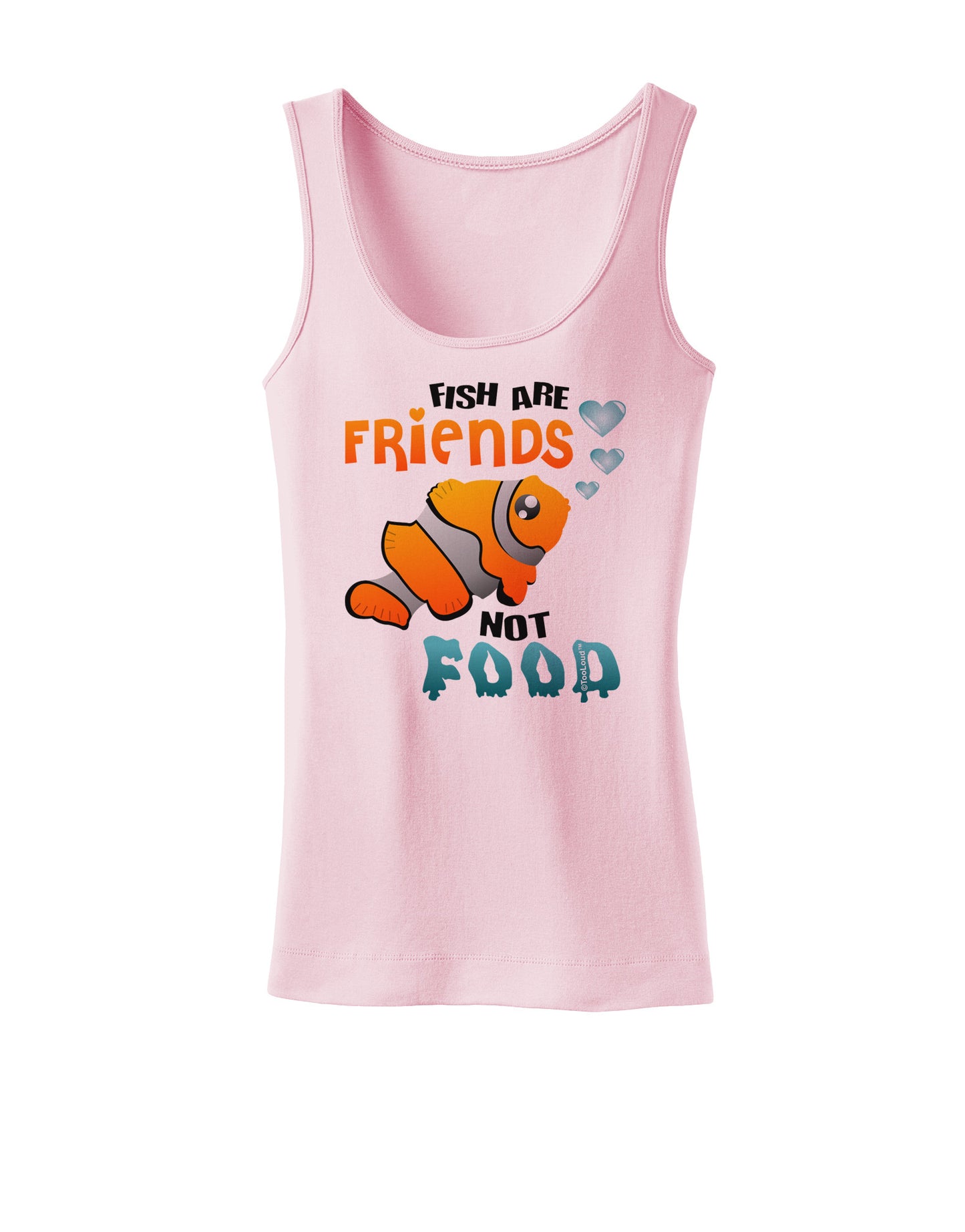 Fish Are Friends Not Food Womens Petite Tank Top-TooLoud-SoftPink-X-Small-Davson Sales