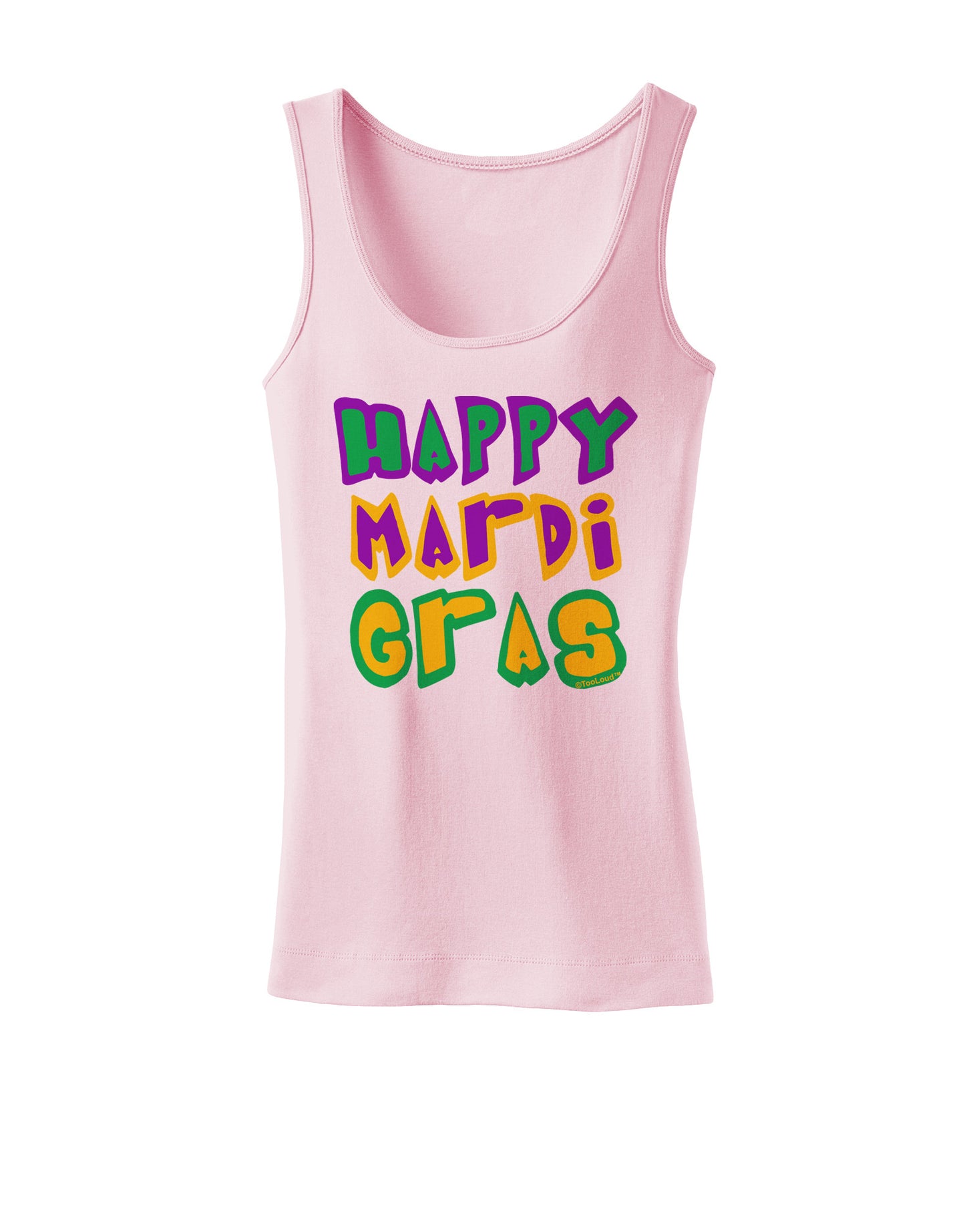 Happy Mardi Gras Text 2 Womens Petite Tank Top-TooLoud-SoftPink-X-Small-Davson Sales