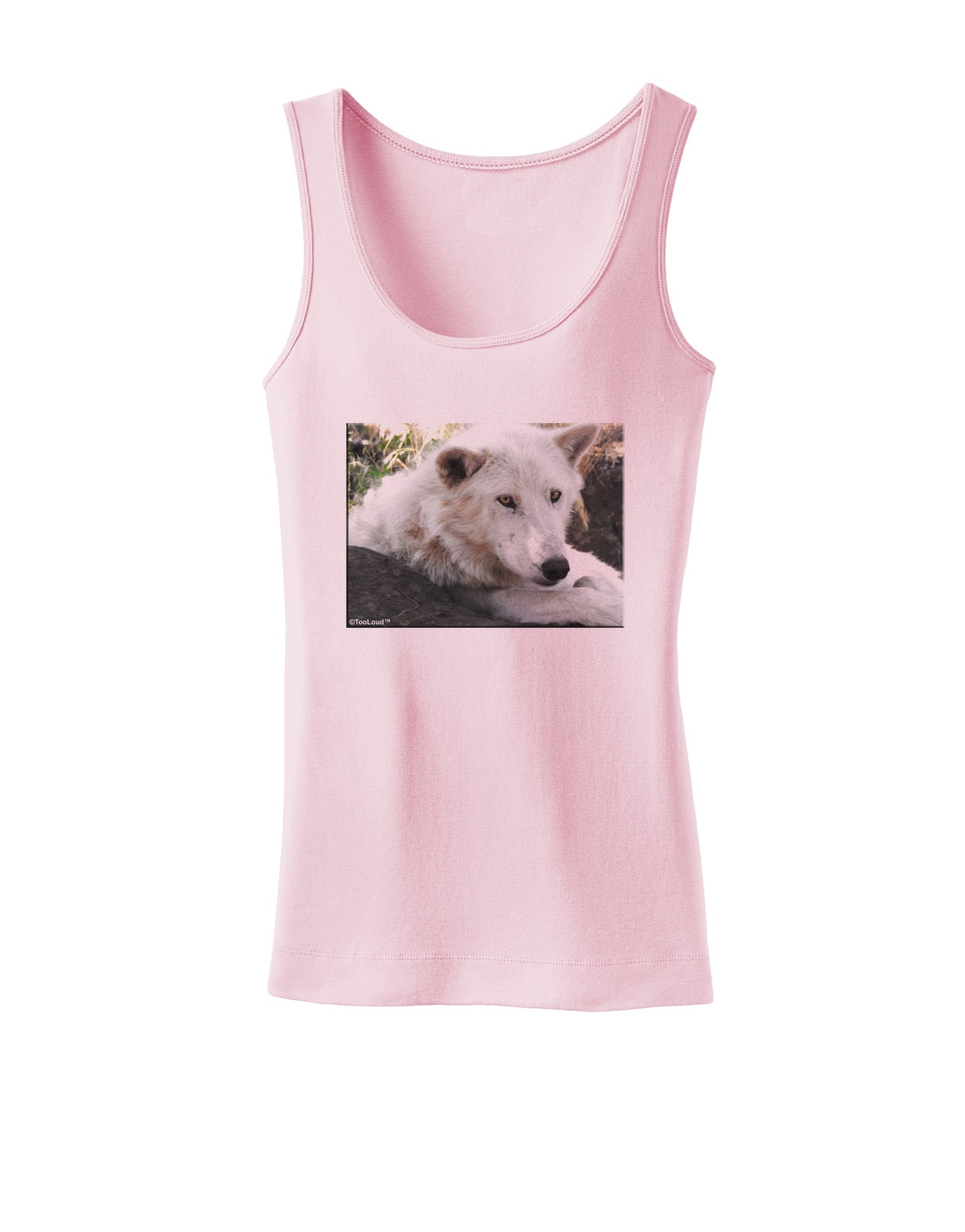 Laying White Wolf Womens Petite Tank Top-TooLoud-SoftPink-X-Small-Davson Sales