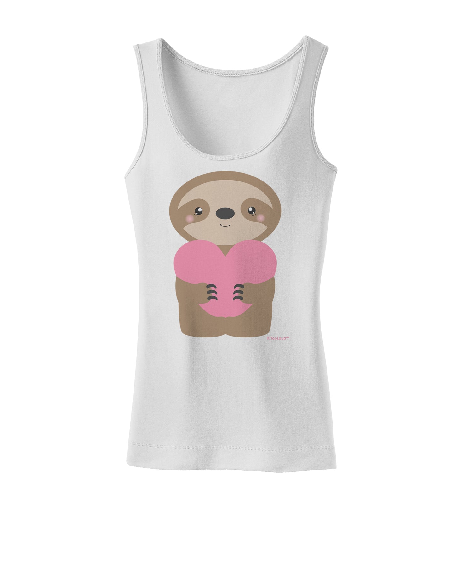 Cute Valentine Sloth Holding Heart Womens Tank Top by TooLoud-Womens Tank Tops-TooLoud-White-X-Small-Davson Sales