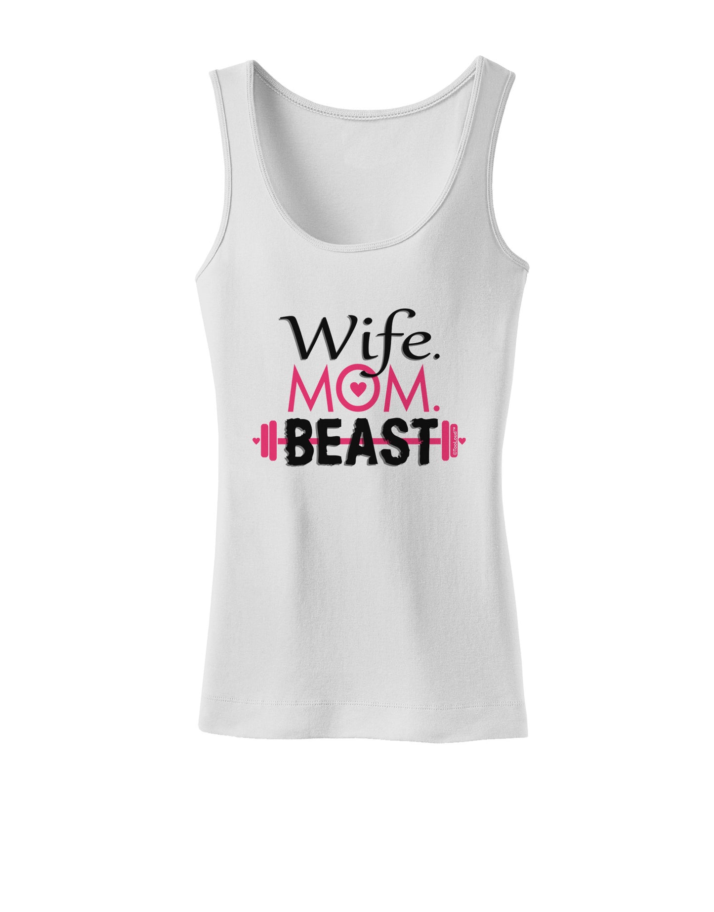 TooLoud Wife Mom Beast Womens Petite Tank Top-TooLoud-White-X-Small-Davson Sales