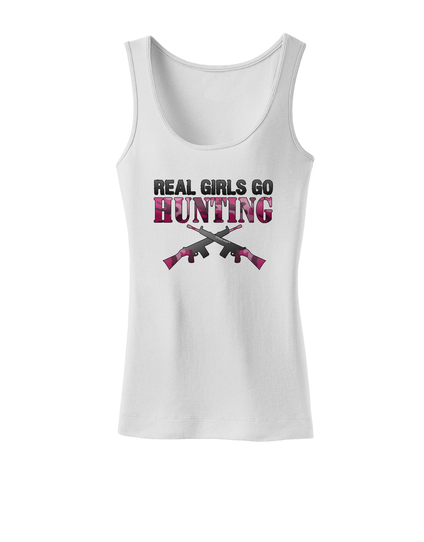 Real Girls Go Hunting Womens Petite Tank Top-TooLoud-White-X-Small-Davson Sales