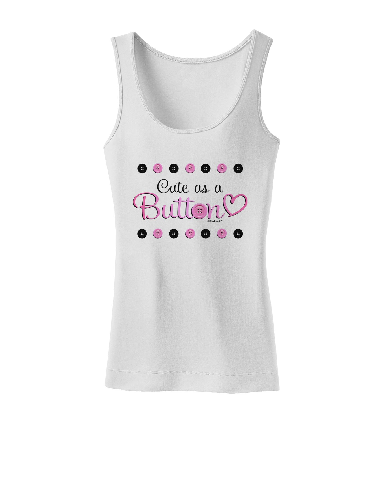 Cute As A Button Womens Petite Tank Top-TooLoud-White-X-Small-Davson Sales