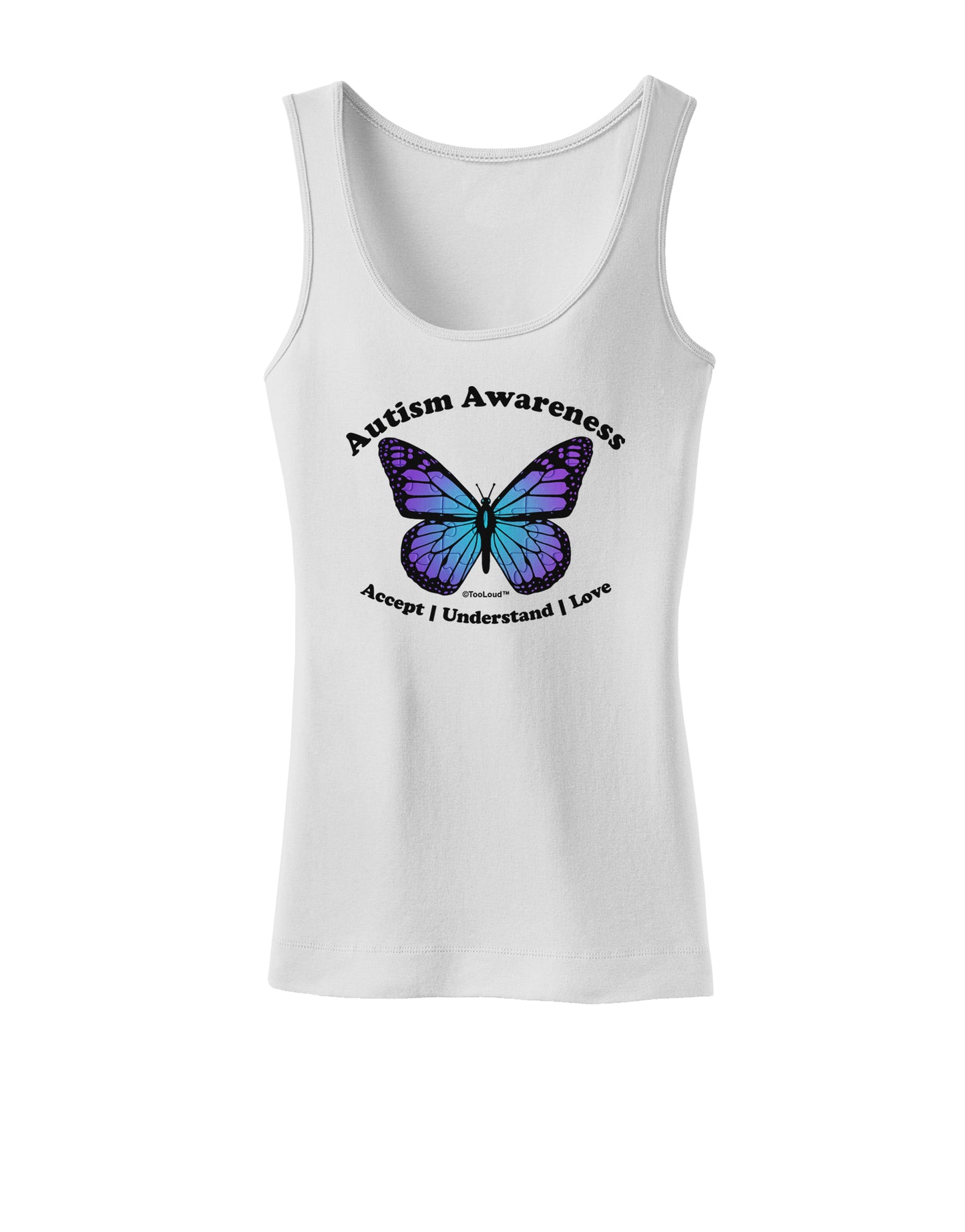 Autism Awareness - Puzzle Piece Butterfly Womens Tank Top-Womens Tank Tops-TooLoud-White-X-Small-Davson Sales
