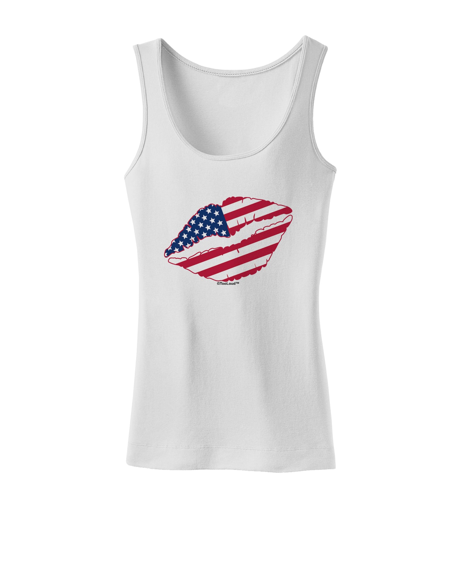 American Flag Lipstick Womens Tank Top-Womens Tank Tops-TooLoud-White-X-Small-Davson Sales