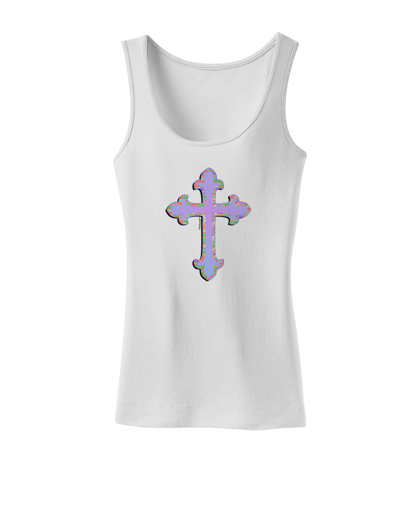 Easter Color Cross Womens Petite Tank Top-TooLoud-White-X-Small-Davson Sales