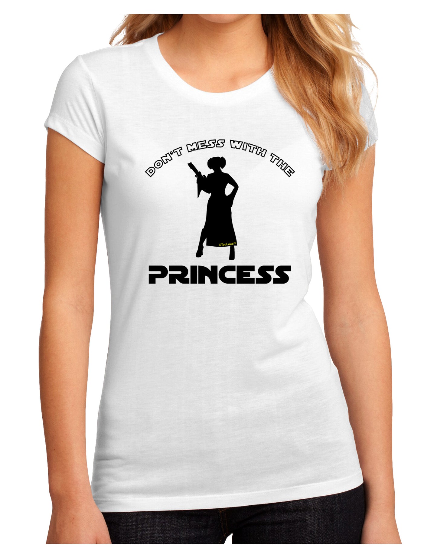 Don't Mess With The Princess Juniors Petite Sublimate Tee-TooLoud-White-Small-Davson Sales