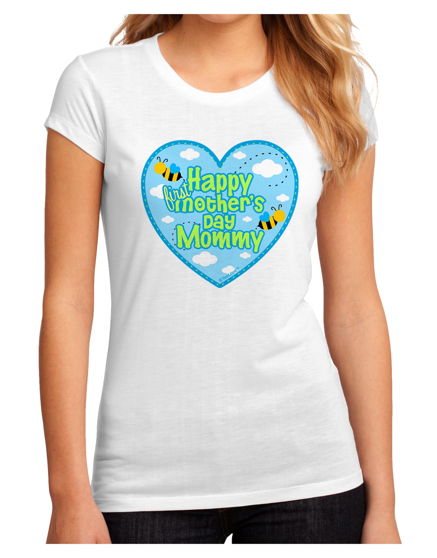 Happy First Mother's Day Mommy - Blue Juniors Sublimate Tee by TooLoud-Womens T-Shirt-TooLoud-White-Small-Davson Sales