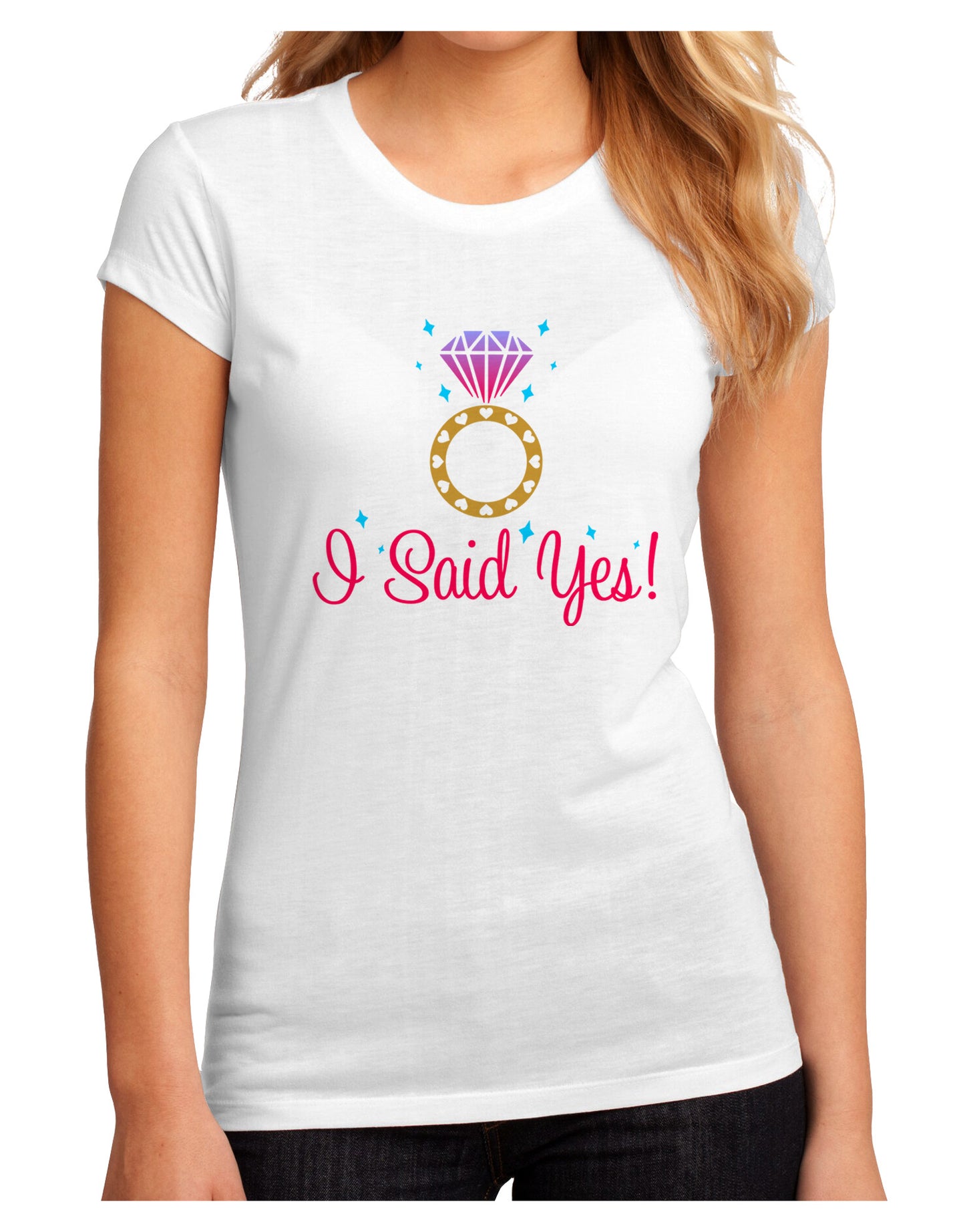I Said Yes - Diamond Ring - Color Juniors Sublimate Tee-TooLoud-White-Small-Davson Sales