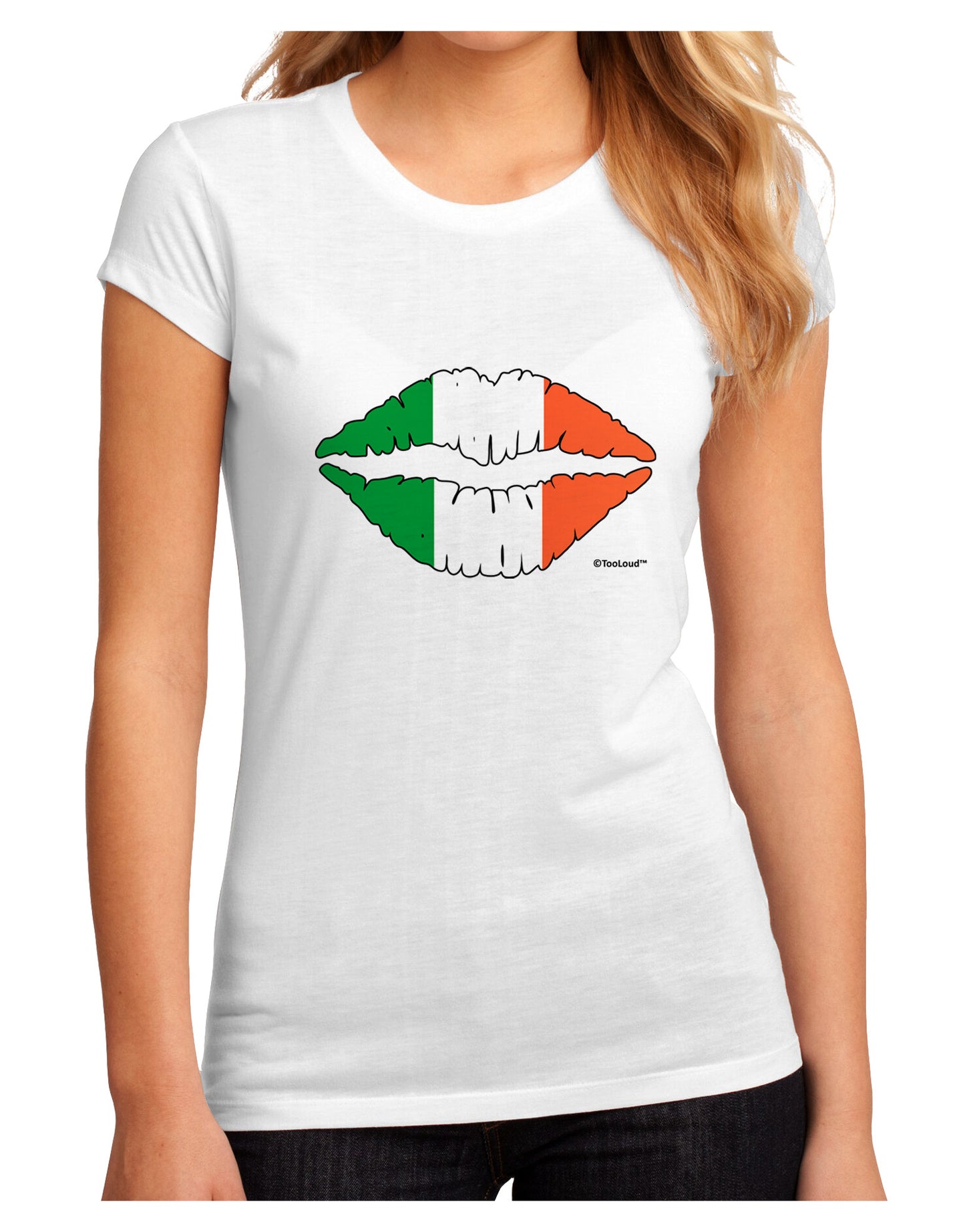 Irish Flag Kiss Juniors Sublimate Tee by TooLoud-Womens T-Shirt-TooLoud-White-Small-Davson Sales