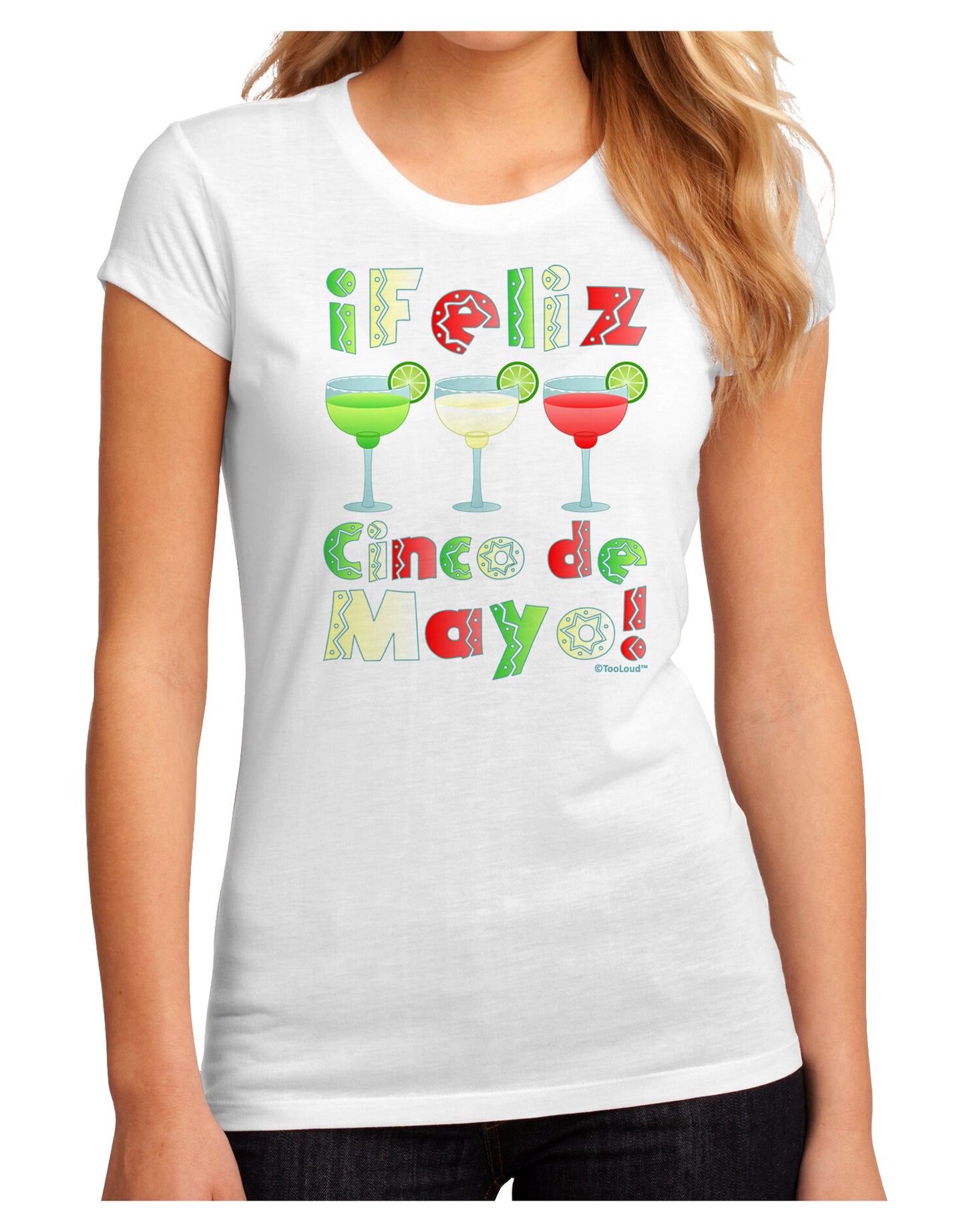 Margaritas - Mexican Flag Colors - Feliz Cinco de Mayo Juniors Sublimate Tee by TooLoud-Womens T-Shirt-TooLoud-White-Small-Davson Sales