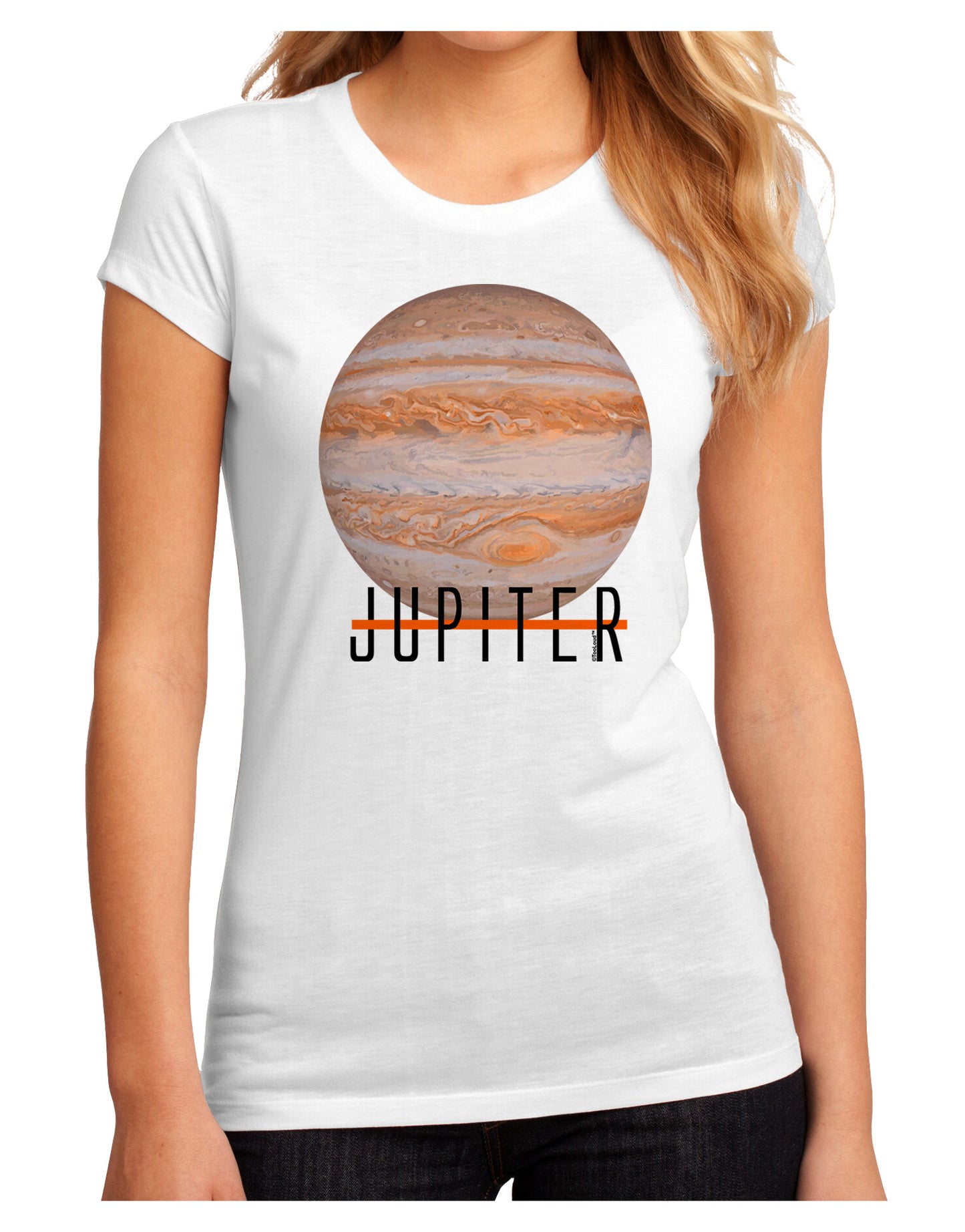 Planet Jupiter Earth Text Juniors Petite Sublimate Tee-TooLoud-White-Small-Davson Sales