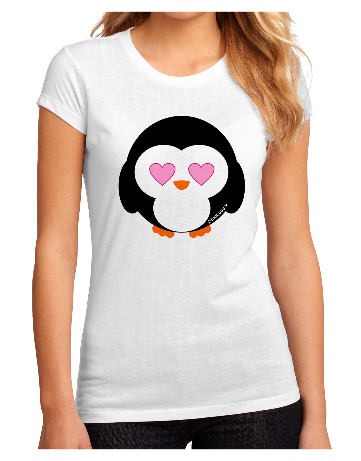 Cute Penguin - Heart Eyes Juniors Sublimate Tee by TooLoud-Womens T-Shirt-TooLoud-White-Small-Davson Sales