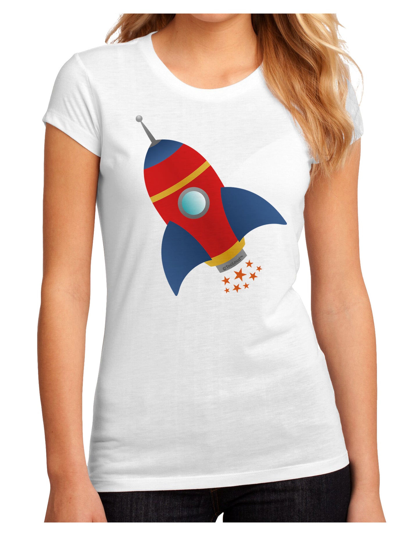 Space Rocket Ship and Stars Juniors Sublimate Tee by TooLoud-Womens T-Shirt-TooLoud-White-Small-Davson Sales