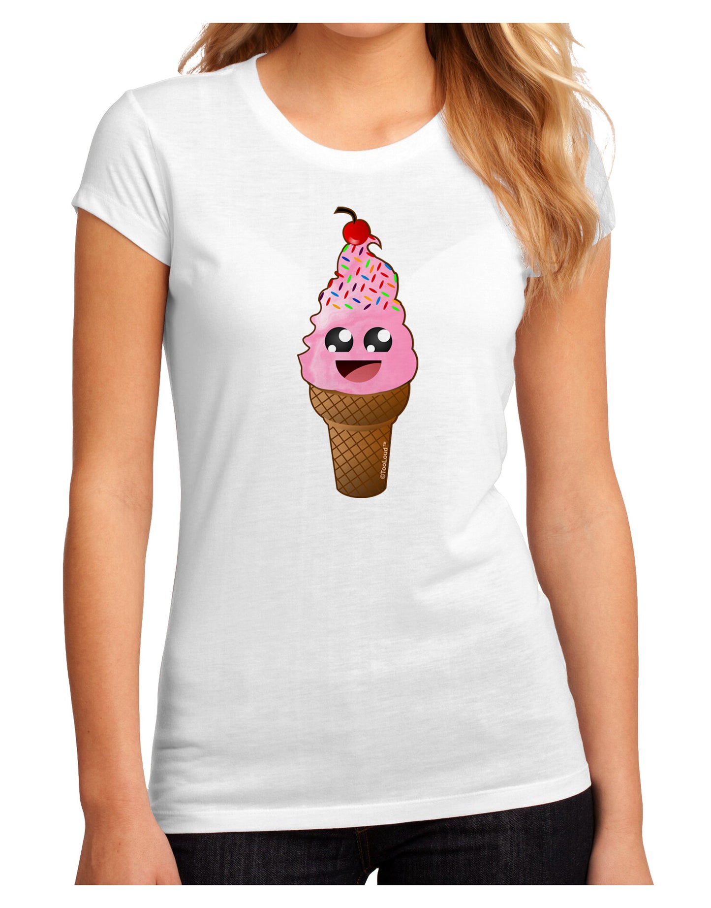 Cute Ice Cream Cone Juniors Petite Sublimate Tee-Womens T-Shirt-TooLoud-White-Small-Davson Sales