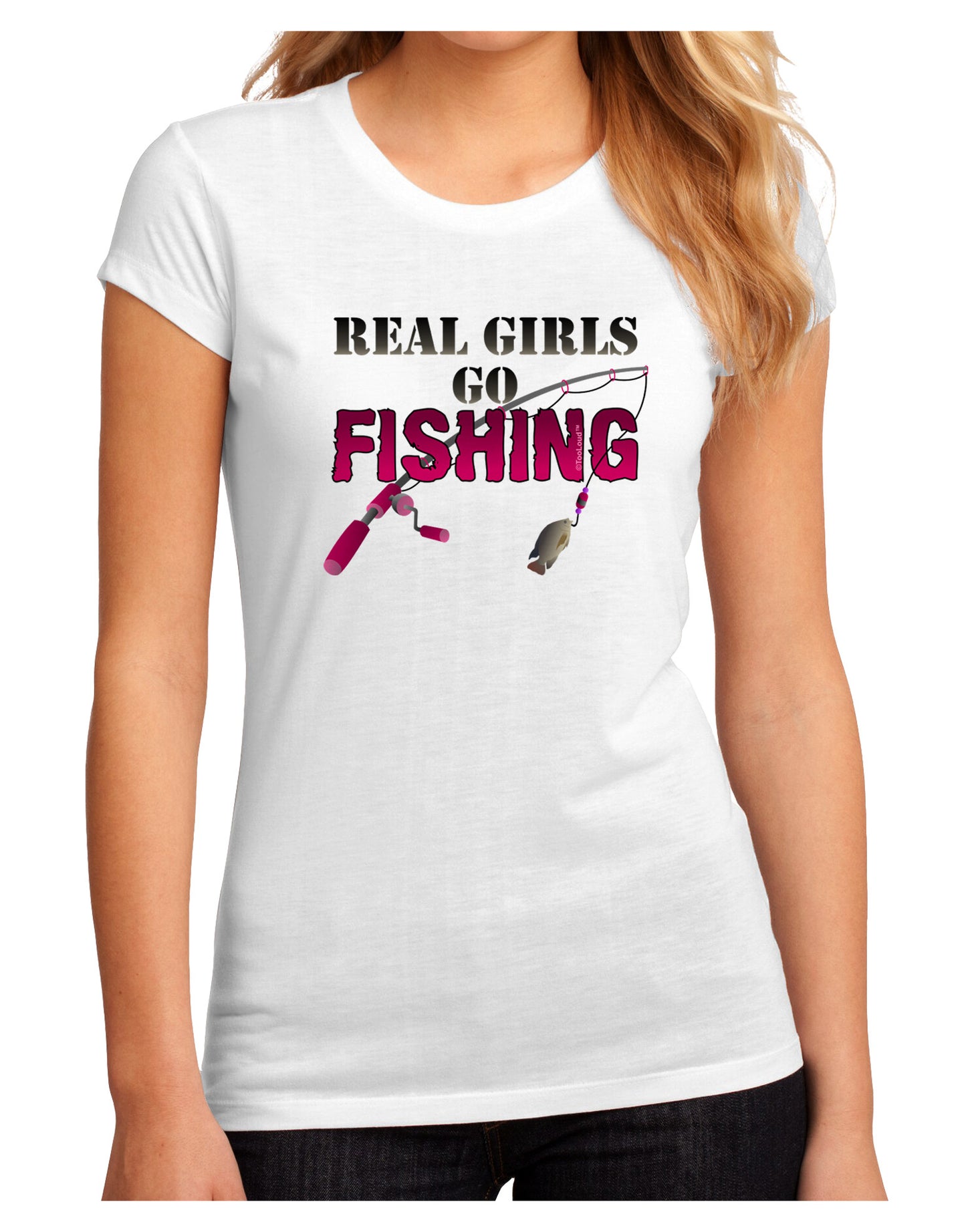 Real Girls Go Fishing Juniors Petite Sublimate Tee-Womens T-Shirt-TooLoud-White-Small-Davson Sales