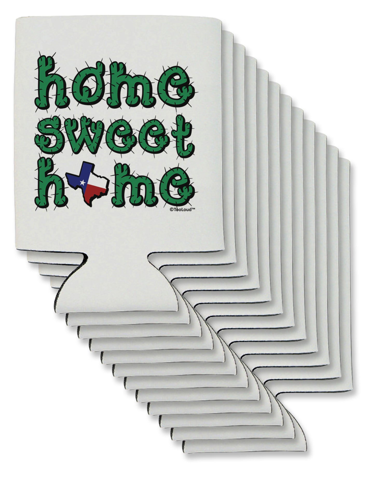 Home Sweet Home - Texas - Cactus and State Flag Can / Bottle Insulator Coolers by TooLoud-Can Coolie-TooLoud-12-Davson Sales