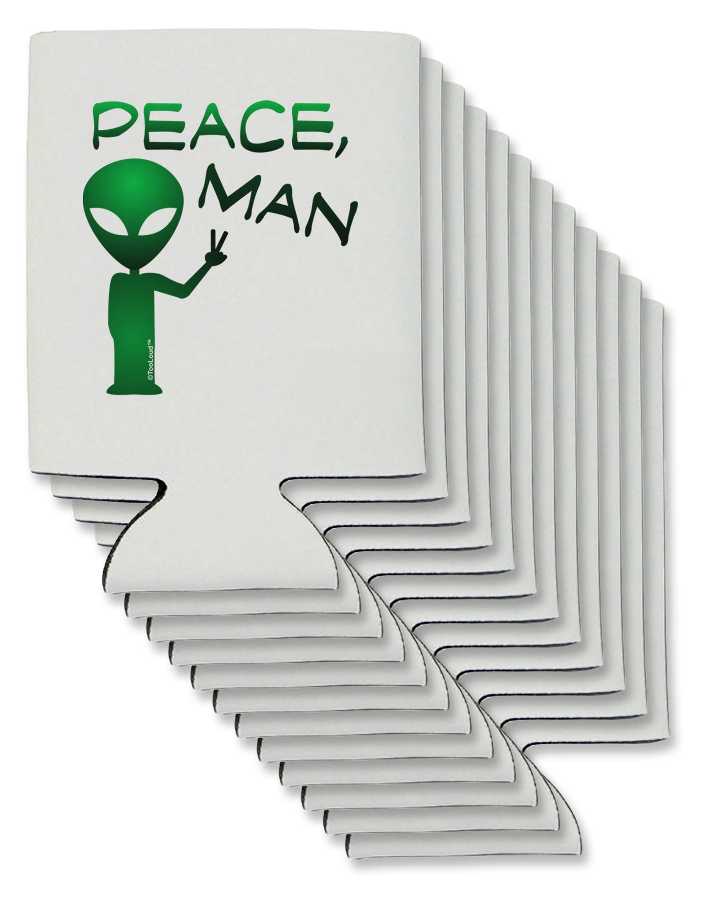 Peace Man Alien Can / Bottle Insulator Coolers-Can Coolie-TooLoud-12-Davson Sales