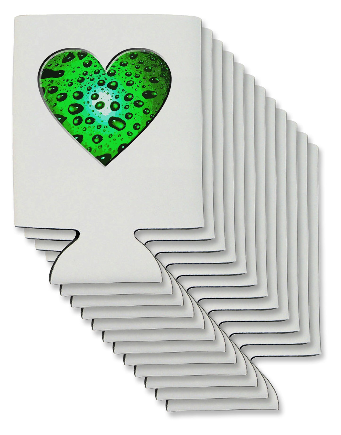 Water Droplet Heart Green Can / Bottle Insulator Coolers by TooLoud-Can Coolie-TooLoud-12-Davson Sales