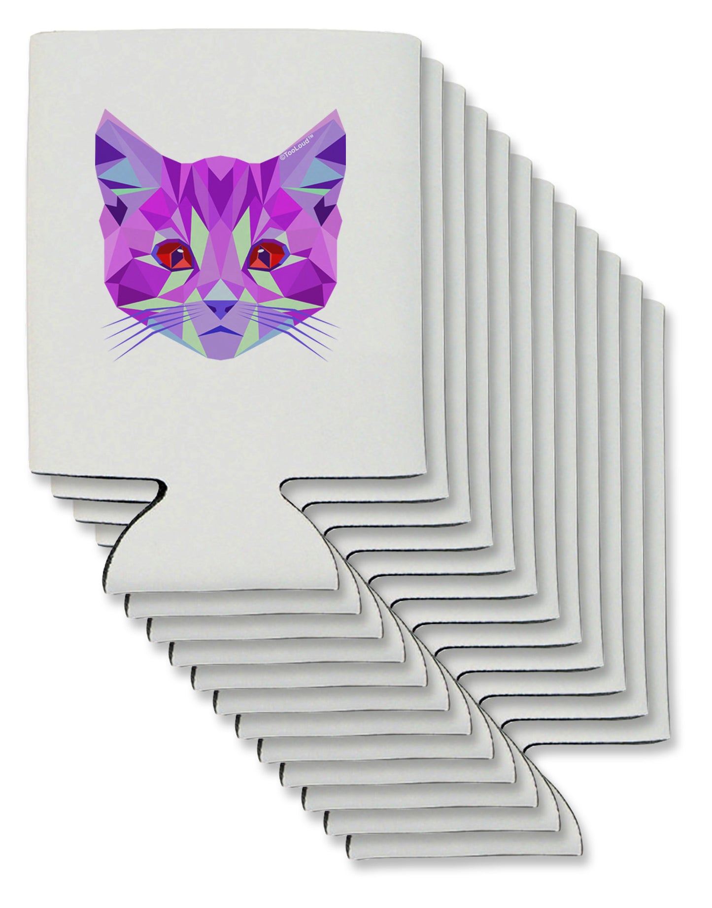 Geometric Kitty Purple Can / Bottle Insulator Coolers-Can Coolie-TooLoud-12-Davson Sales