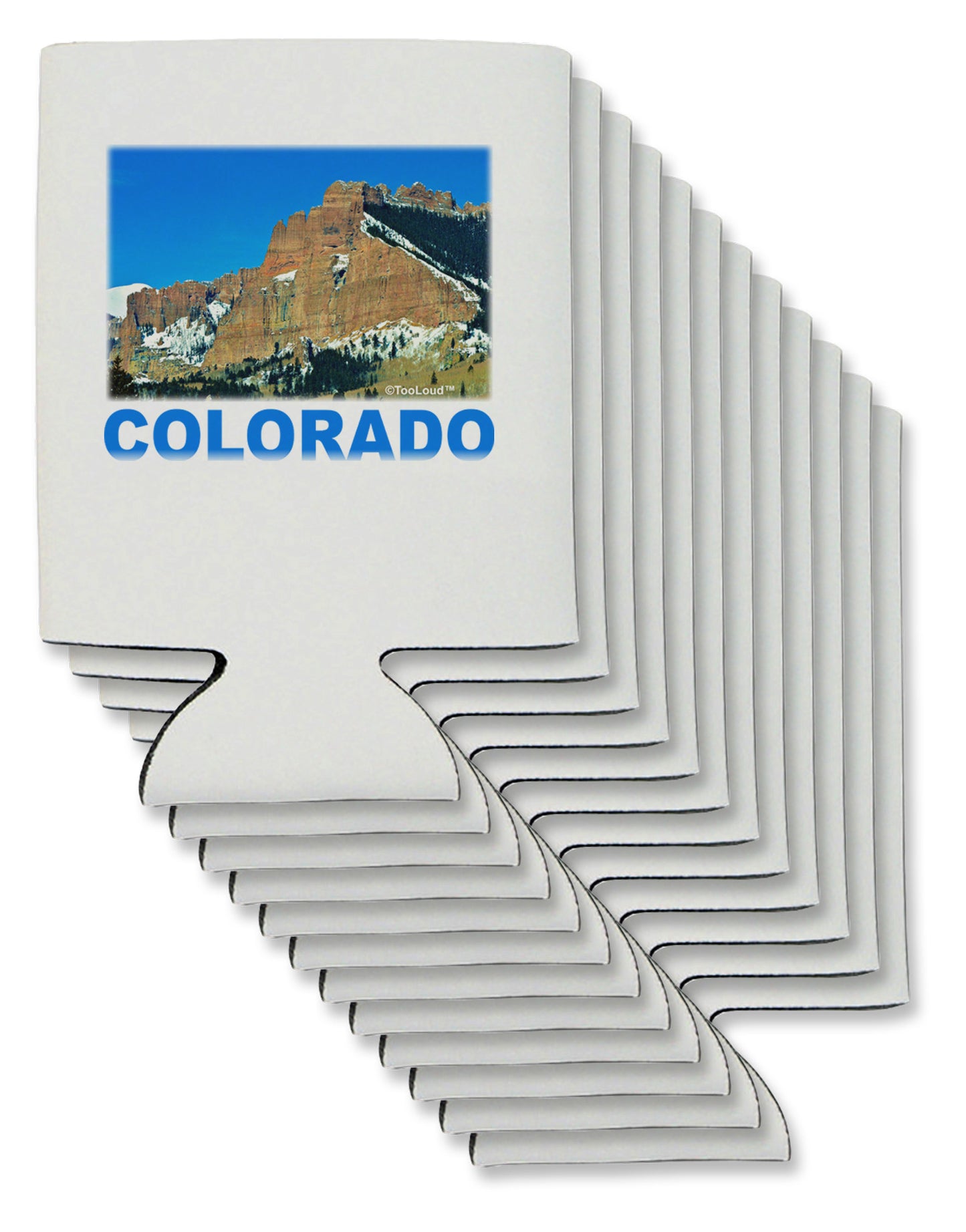 Colorado Snowy Mountains Text Can / Bottle Insulator Coolers-Can Coolie-TooLoud-12-Davson Sales