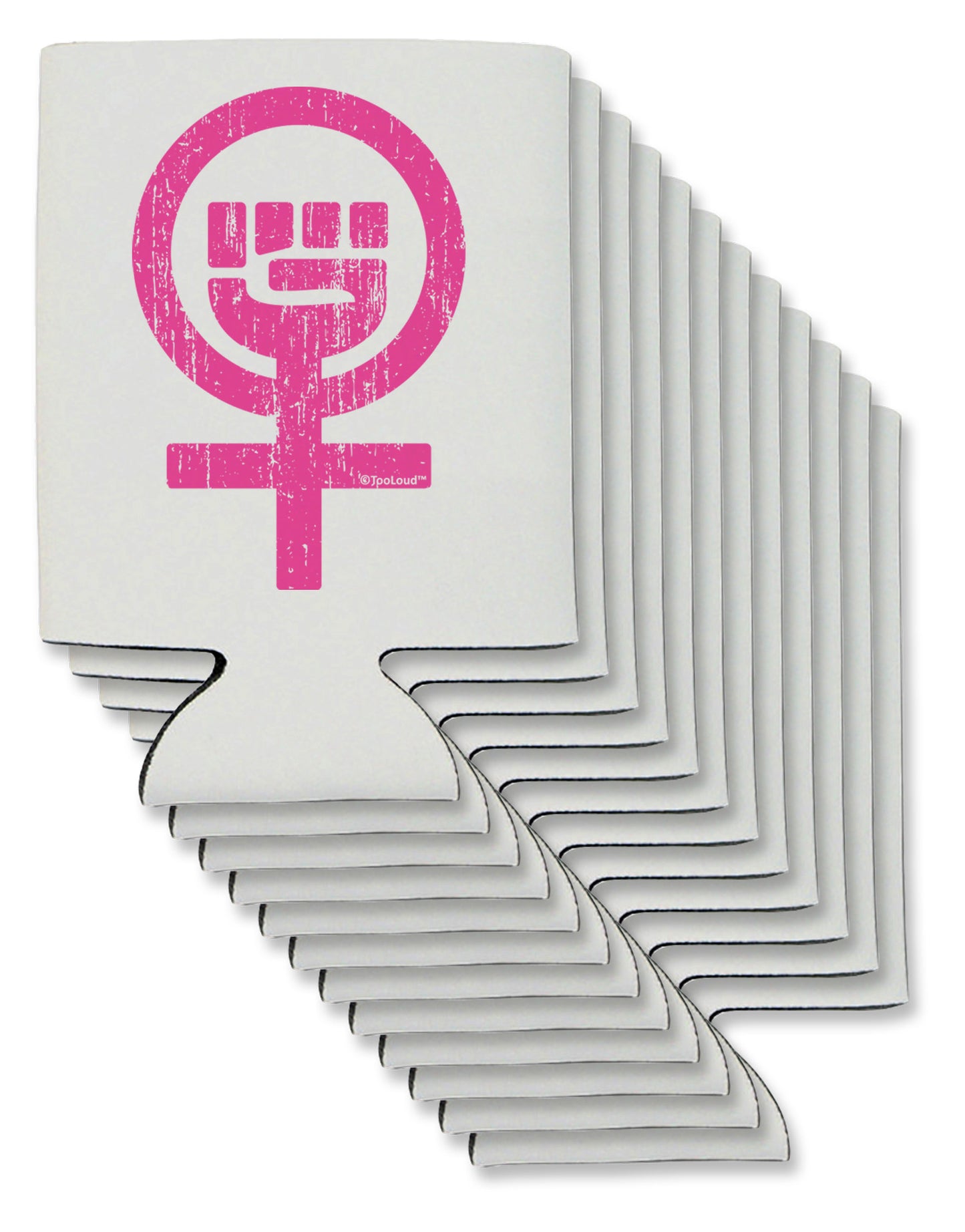 Pink Distressed Feminism Symbol Can / Bottle Insulator Coolers-Can Coolie-TooLoud-12-Davson Sales