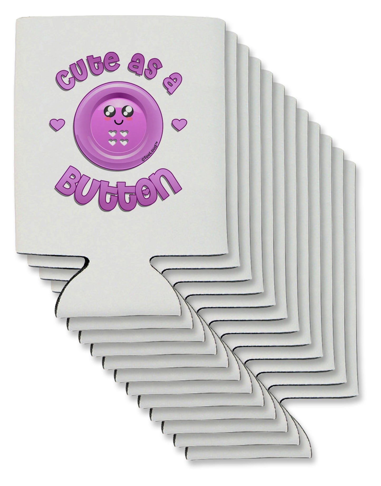 Cute As A Button Smiley Face Can / Bottle Insulator Coolers-Can Coolie-TooLoud-12-Davson Sales