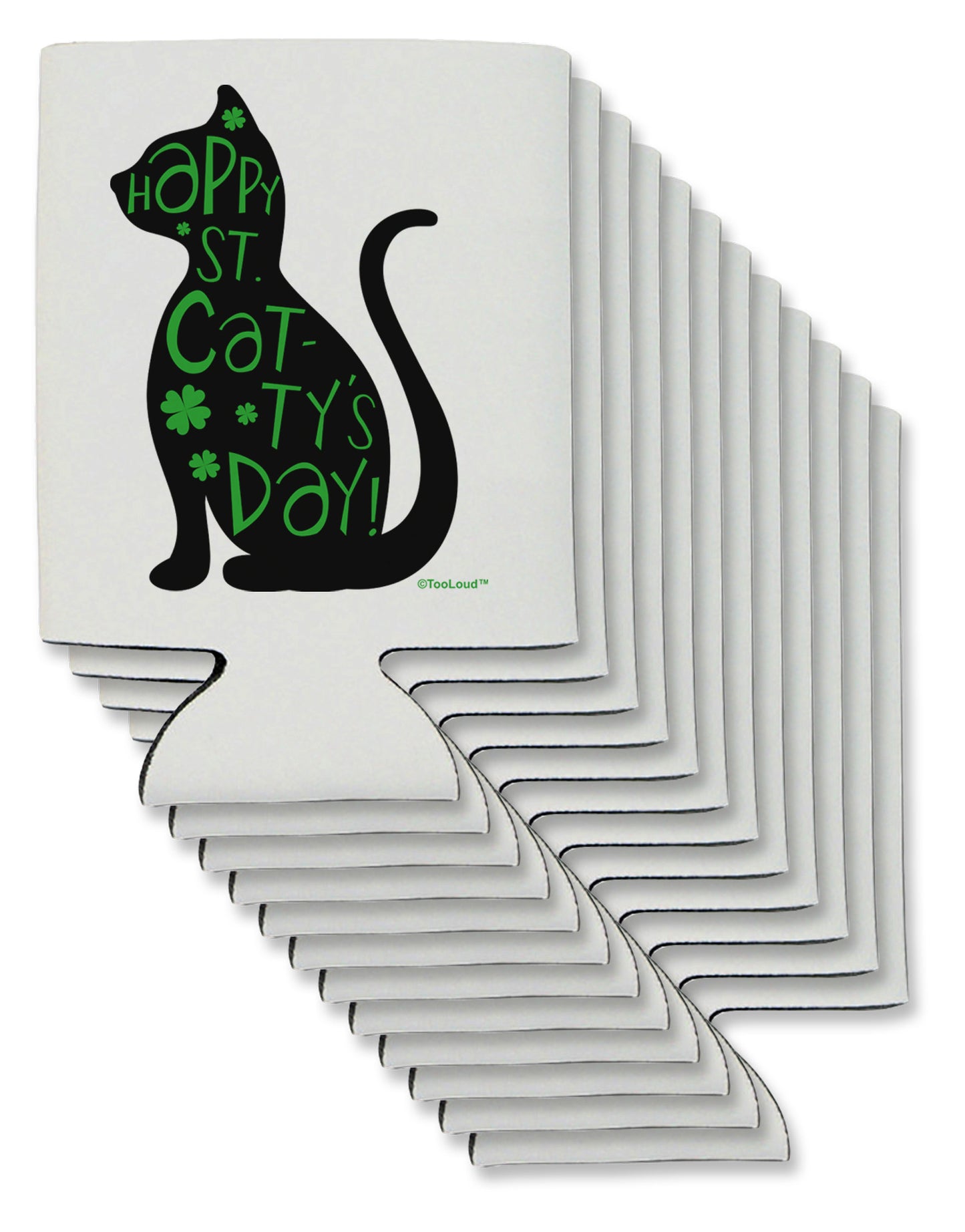 Happy St. Catty's Day - St. Patrick's Day Cat Can / Bottle Insulator Coolers by TooLoud