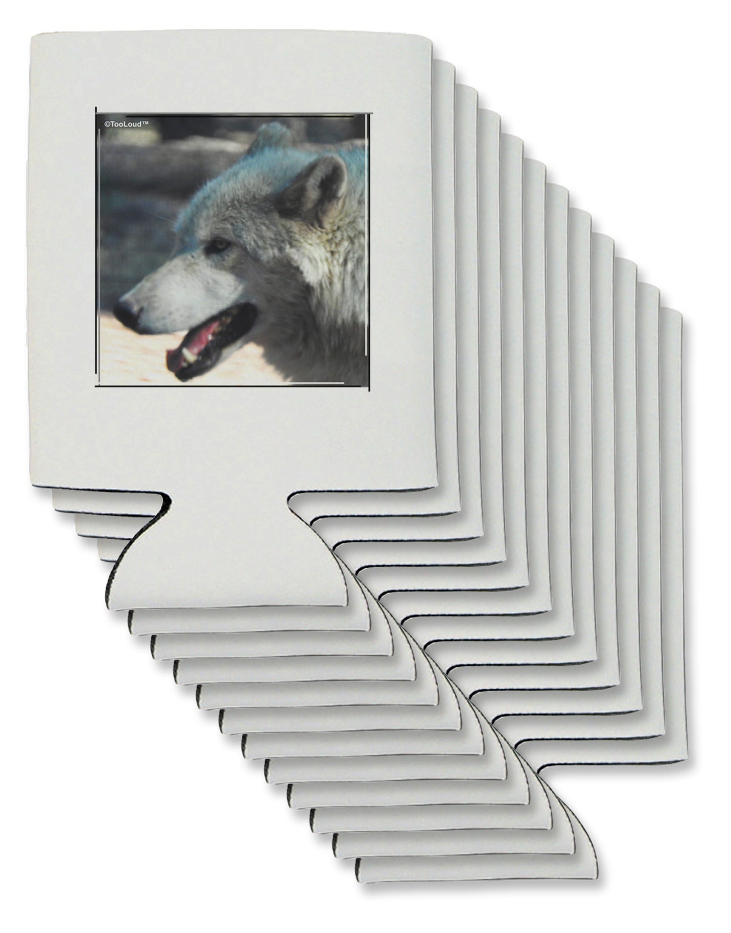 TooLoud White Wolf Face Can / Bottle Insulator Coolers-Can Coolie-TooLoud-12-Davson Sales