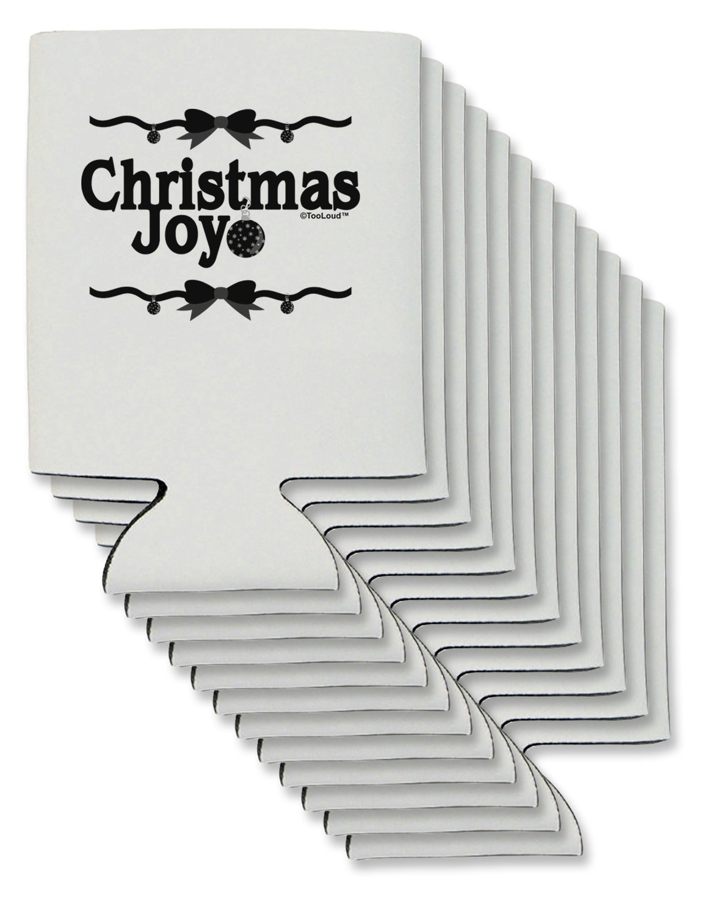 Christmas Joy BnW Can / Bottle Insulator Coolers-Can Coolie-TooLoud-12-Davson Sales