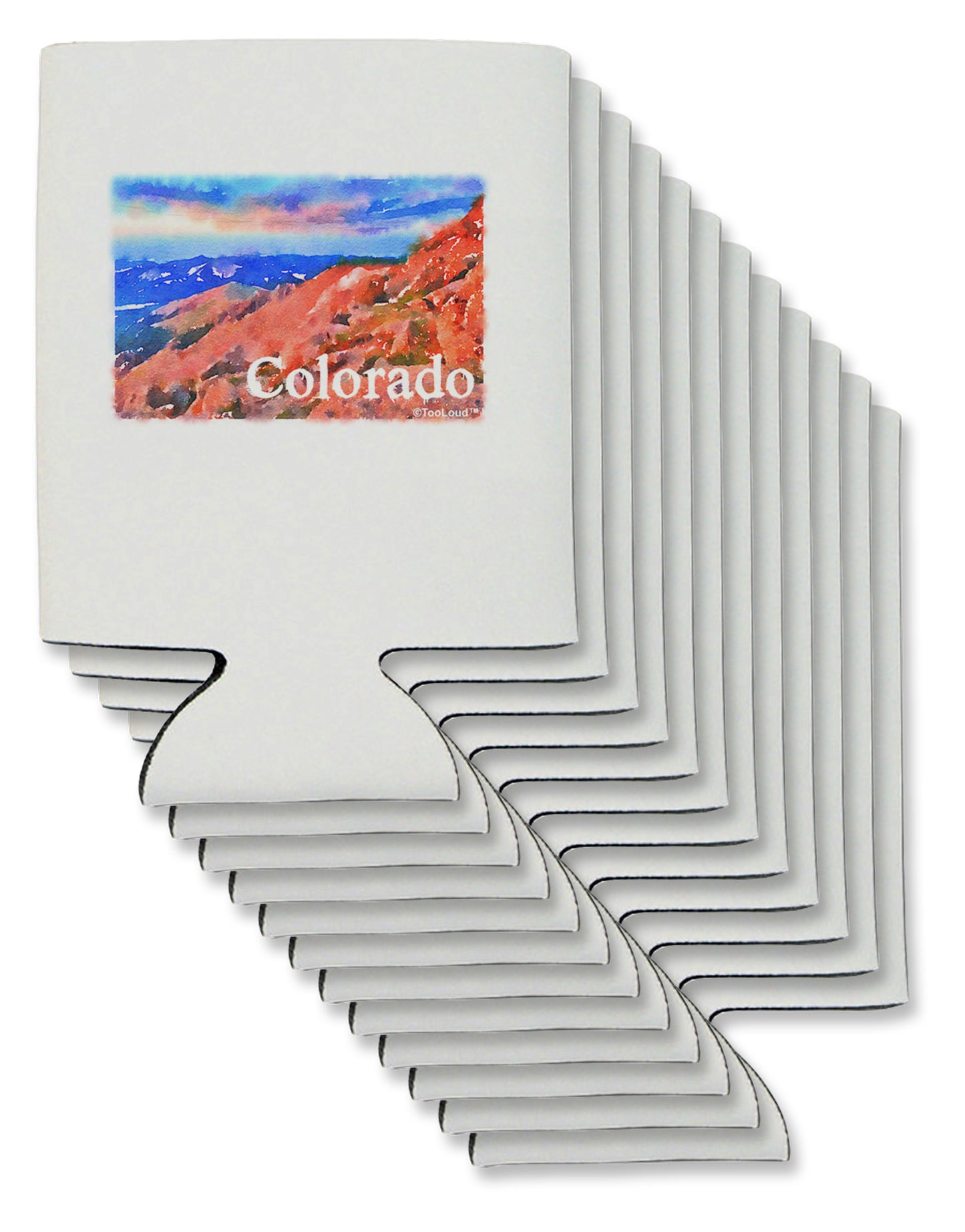 Colorado Mtn Sunset Soaked WaterColor Can / Bottle Insulator Coolers-Can Coolie-TooLoud-12-Davson Sales