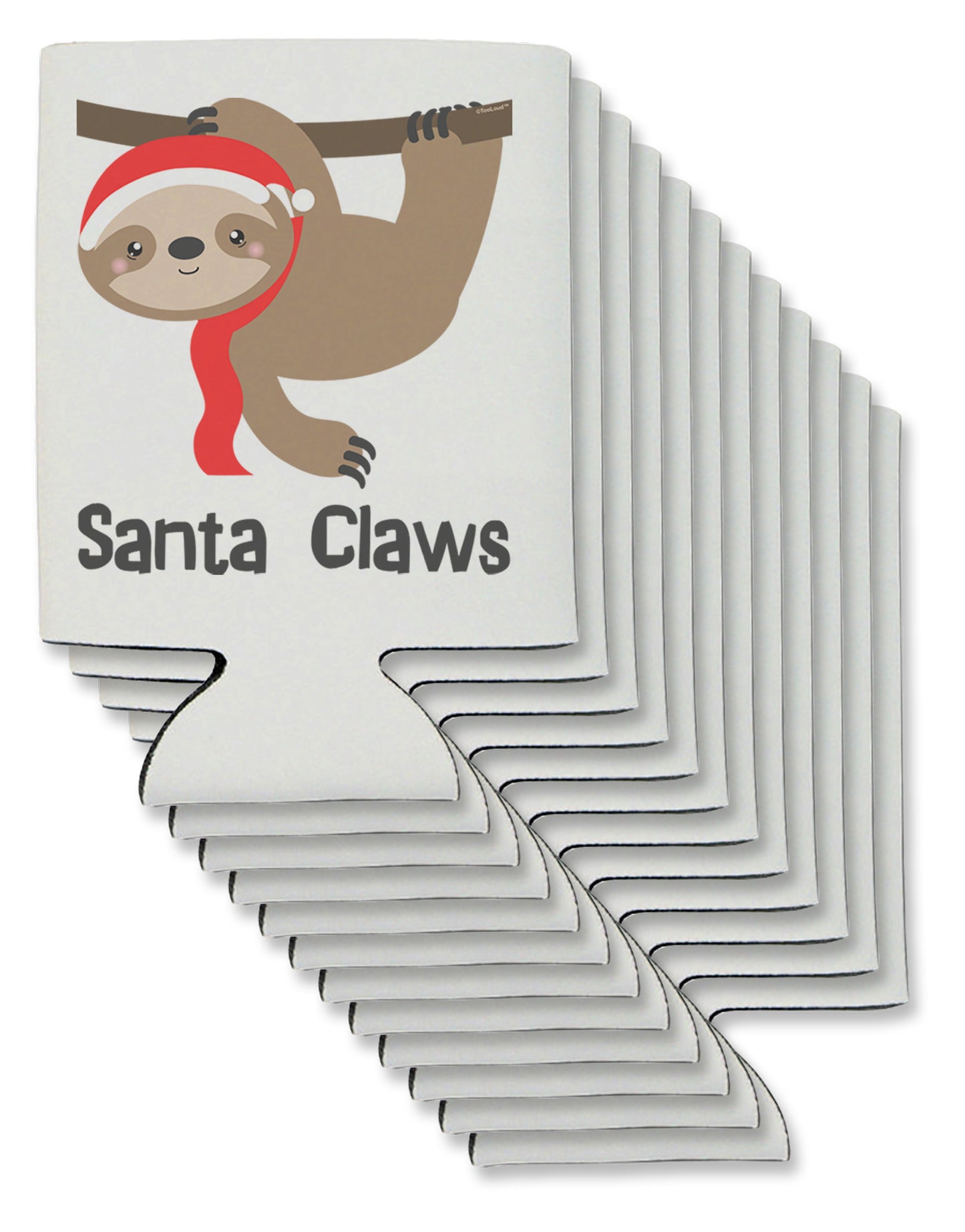 Cute Christmas Sloth - Santa Claws Can / Bottle Insulator Coolers by TooLoud-Can Coolie-TooLoud-12-Davson Sales