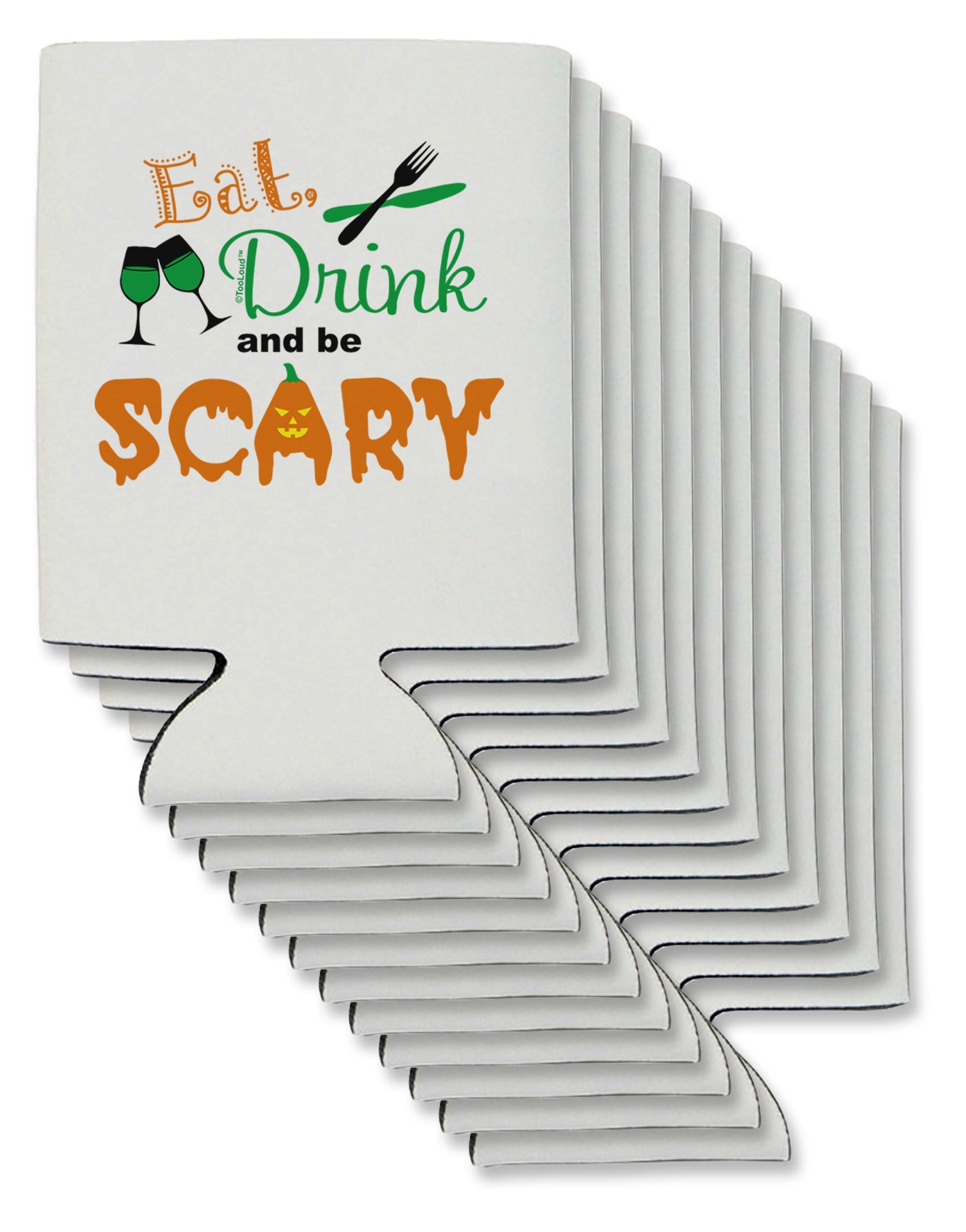 Eat Drink Scary Green Can / Bottle Insulator Coolers-Can Coolie-TooLoud-12-Davson Sales
