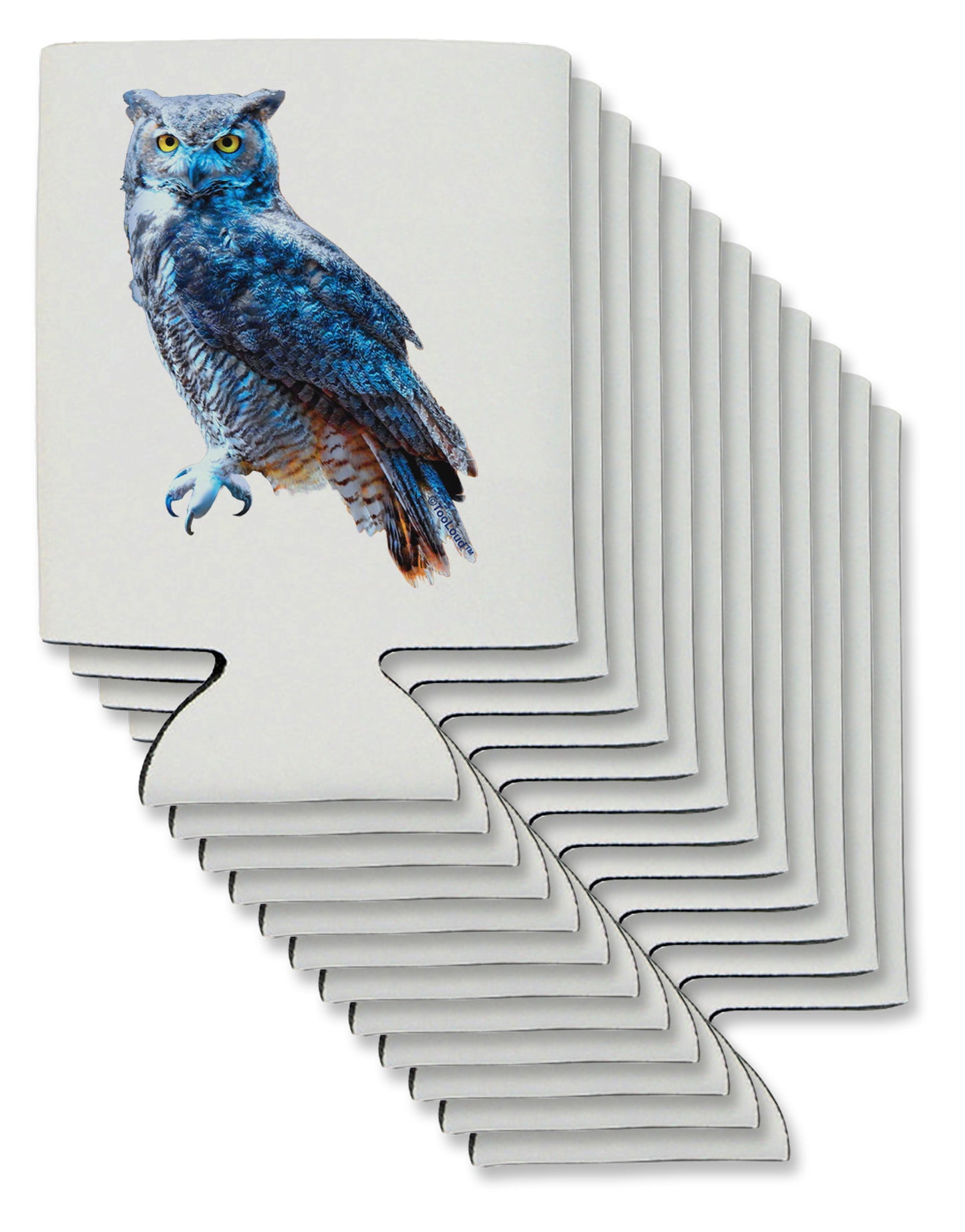 Colorful Great Horned Owl Can / Bottle Insulator Coolers-Can Coolie-TooLoud-12-Davson Sales