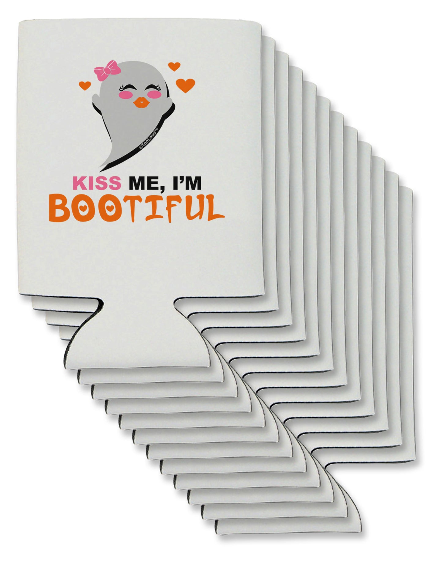 Kiss Me BOOtiful Ghost Orange Can / Bottle Insulator Coolers-Can Coolie-TooLoud-12-Davson Sales