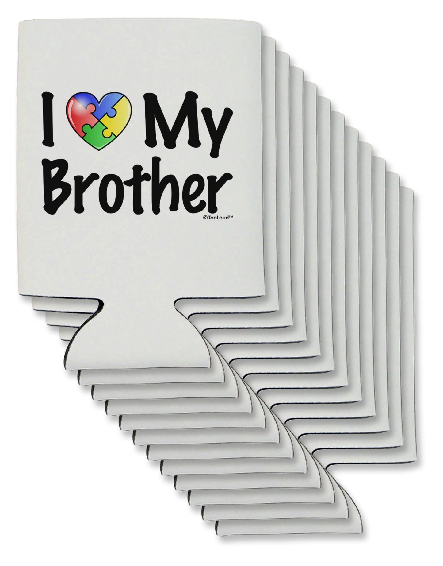 I Heart My Brother - Autism Awareness Can / Bottle Insulator Coolers by TooLoud-Can Coolie-TooLoud-12-Davson Sales