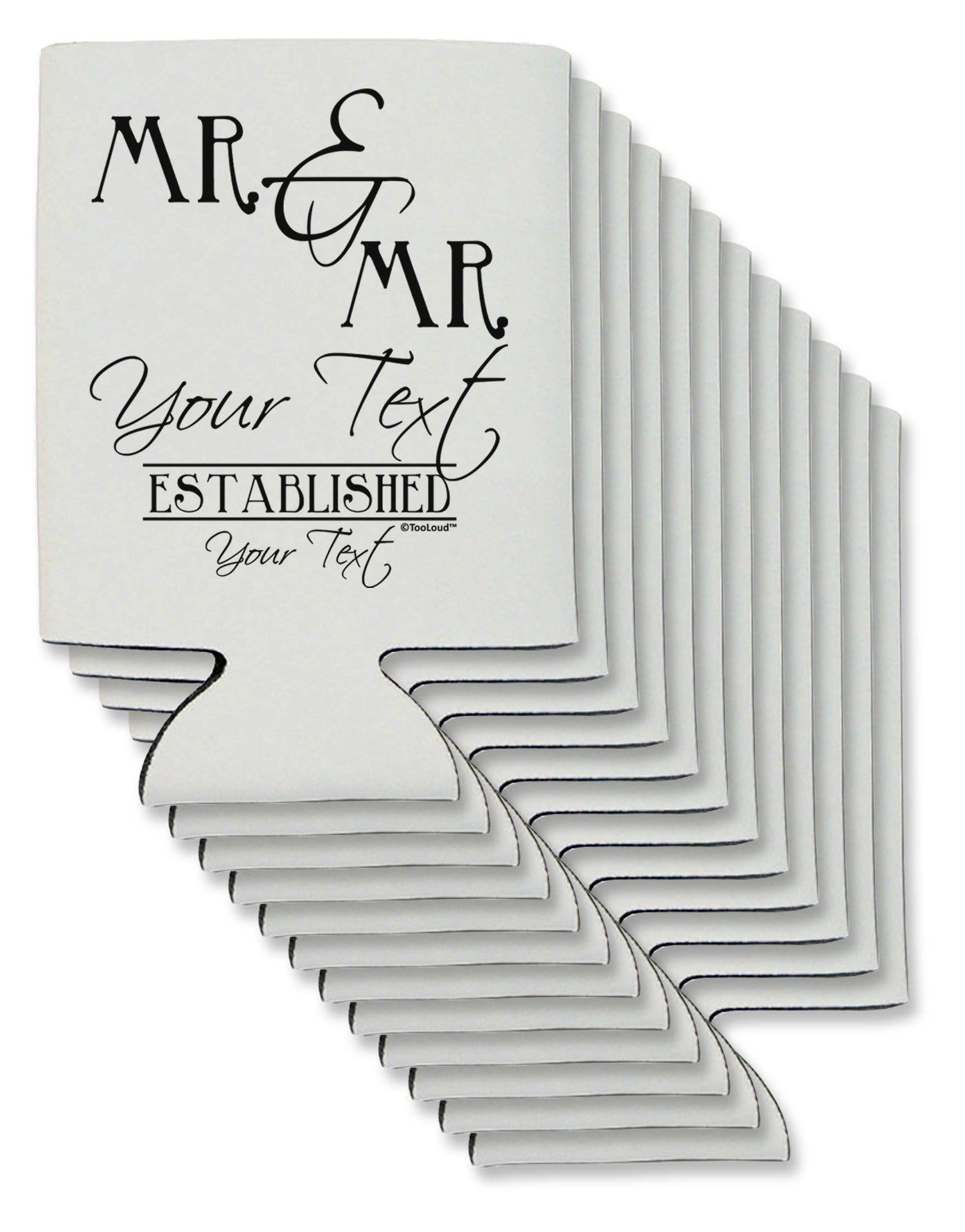 Personalized Mr and Mr -Name- Established -Date- Design Can / Bottle Insulator Coolers-Can Coolie-TooLoud-12-Davson Sales