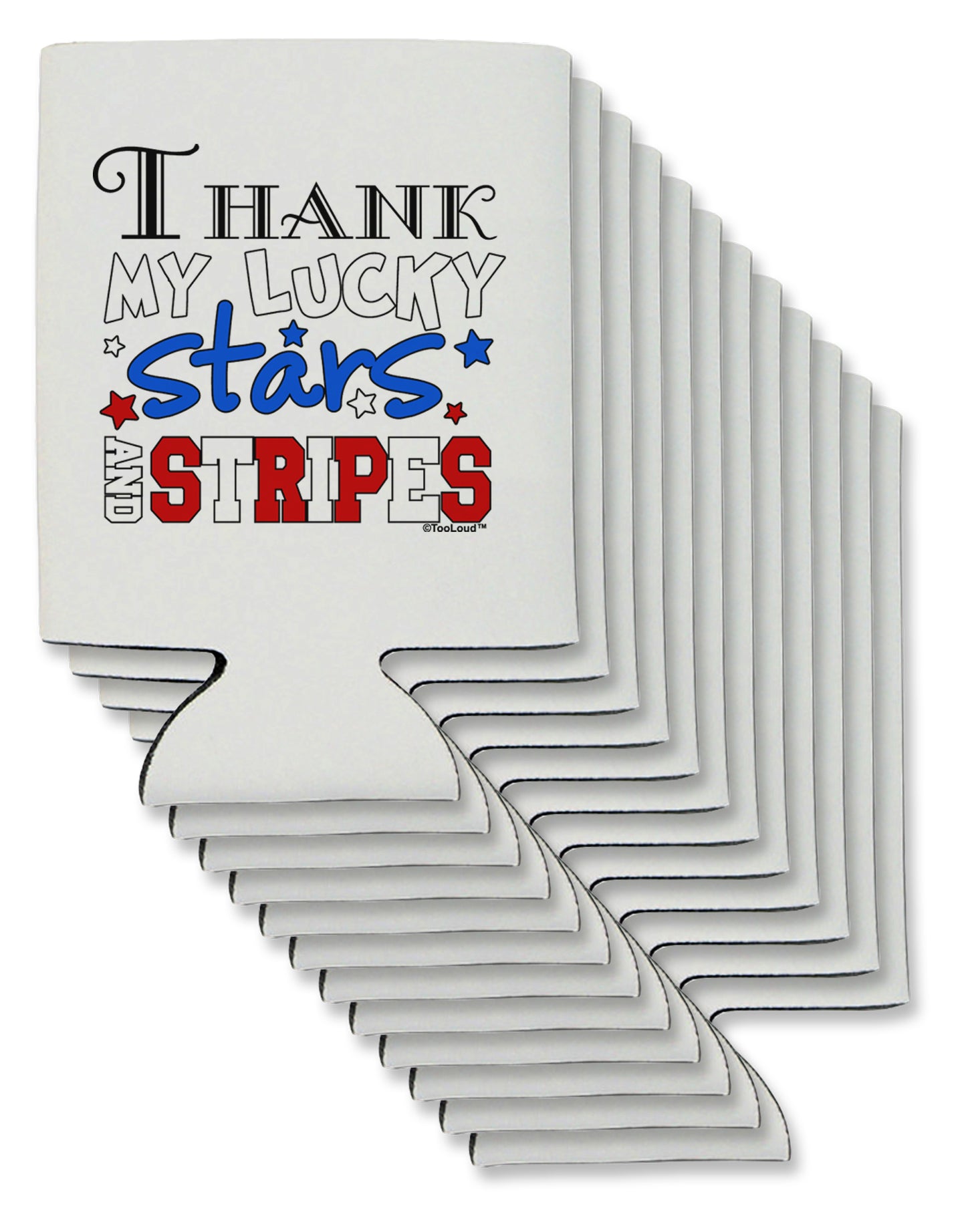 Thank My Lucky Stars and Stripes Color Can / Bottle Insulator Coolers by TooLoud-Can Coolie-TooLoud-12-Davson Sales
