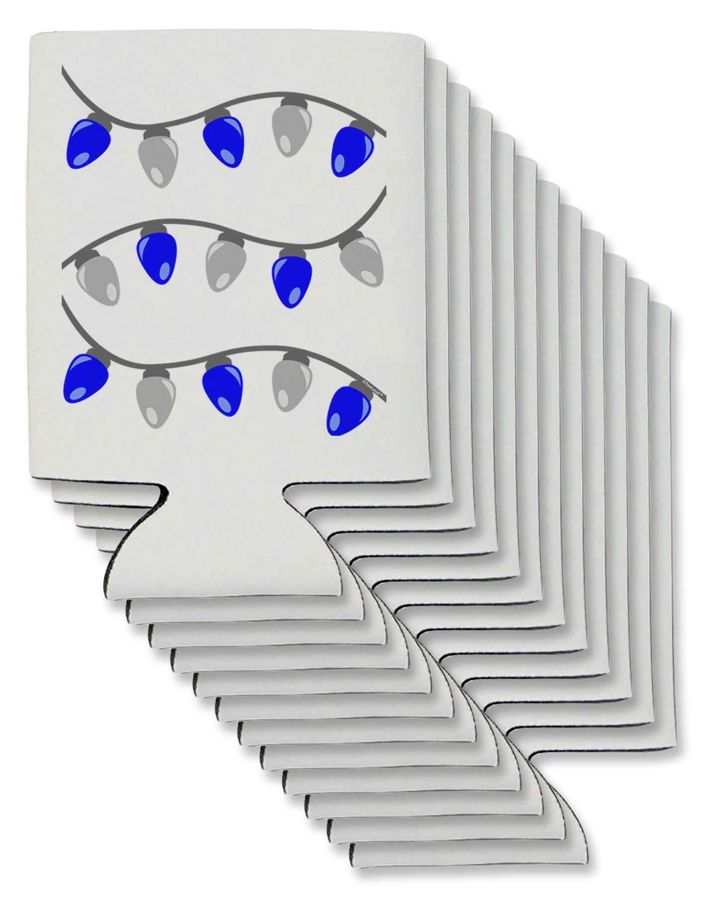 Hanukkah Lights Blue and Silver Can / Bottle Insulator Coolers-Can Coolie-TooLoud-12 Pieces-Davson Sales