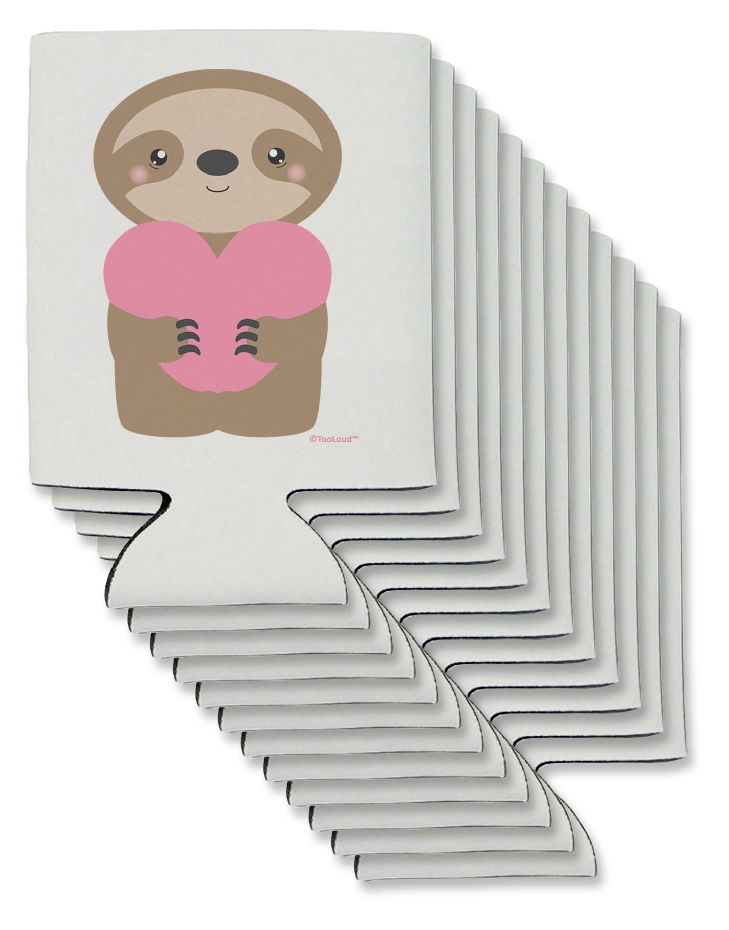 Cute Valentine Sloth Holding Heart Can / Bottle Insulator Coolers by TooLoud-Can Coolie-TooLoud-12-Davson Sales