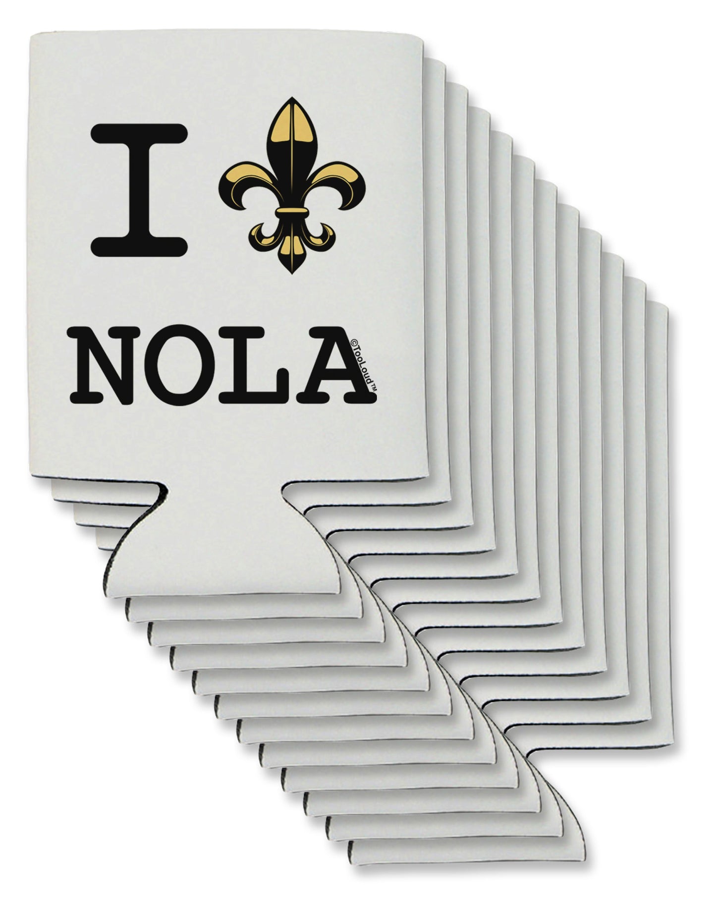 I Love NOLA Fleur de Lis Can / Bottle Insulator Coolers-Can Coolie-TooLoud-12-Davson Sales