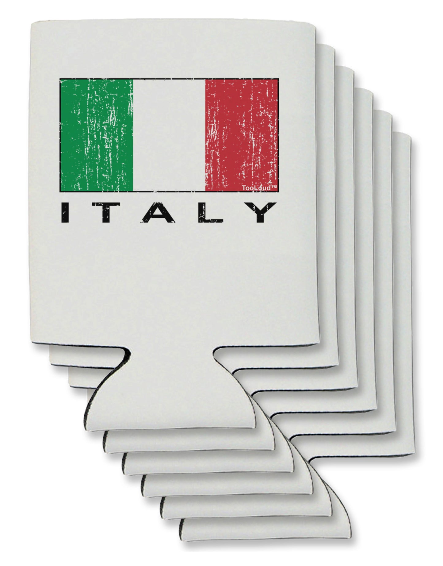 Italian Flag - Italy Text Distressed Can / Bottle Insulator Coolers by TooLoud-Can Coolie-TooLoud-6-Davson Sales