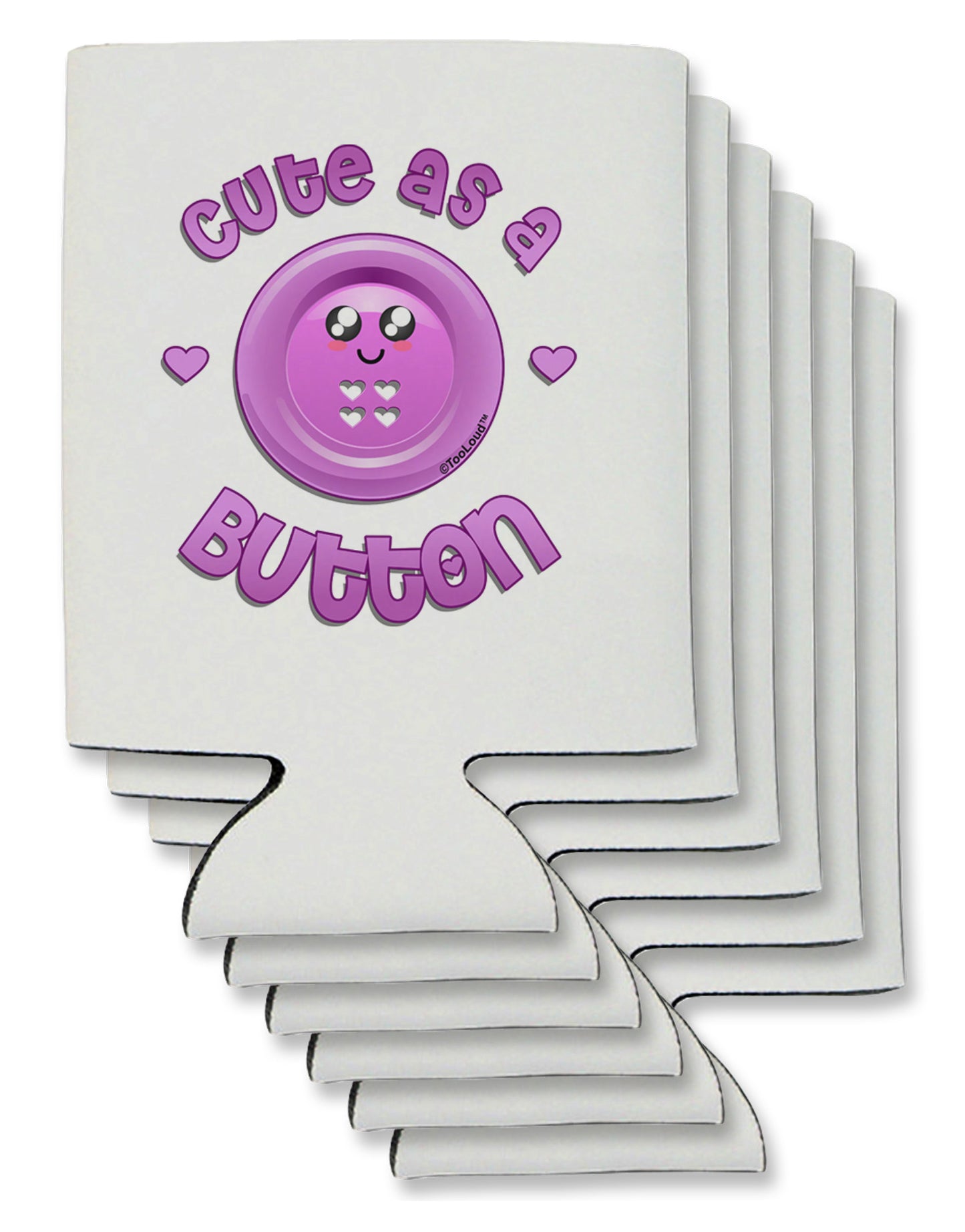 Cute As A Button Smiley Face Can / Bottle Insulator Coolers-Can Coolie-TooLoud-6-Davson Sales