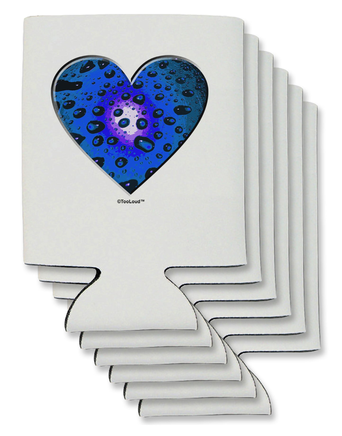 Water Droplet Heart Blue Can / Bottle Insulator Coolers by TooLoud-Can Coolie-TooLoud-6-Davson Sales