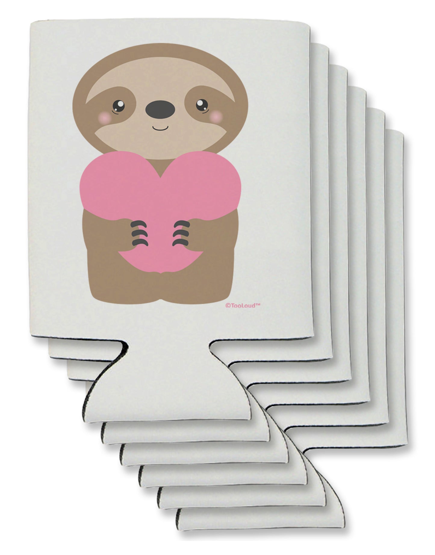 Cute Valentine Sloth Holding Heart Can / Bottle Insulator Coolers by TooLoud-Can Coolie-TooLoud-6-Davson Sales