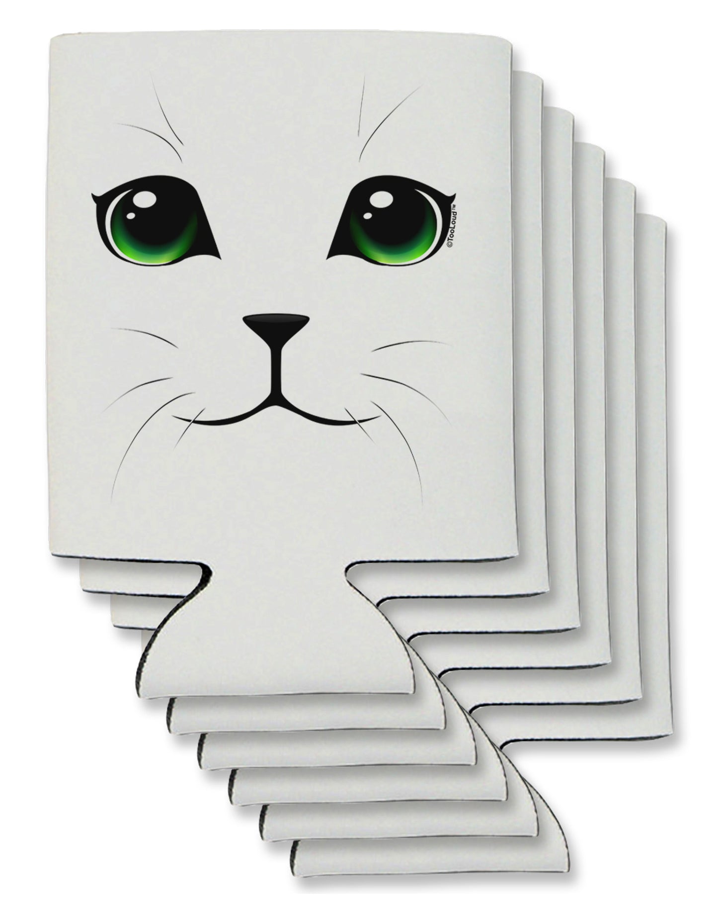 Green-Eyed Cute Cat Face Can / Bottle Insulator Coolers-Can Coolie-TooLoud-6-Davson Sales
