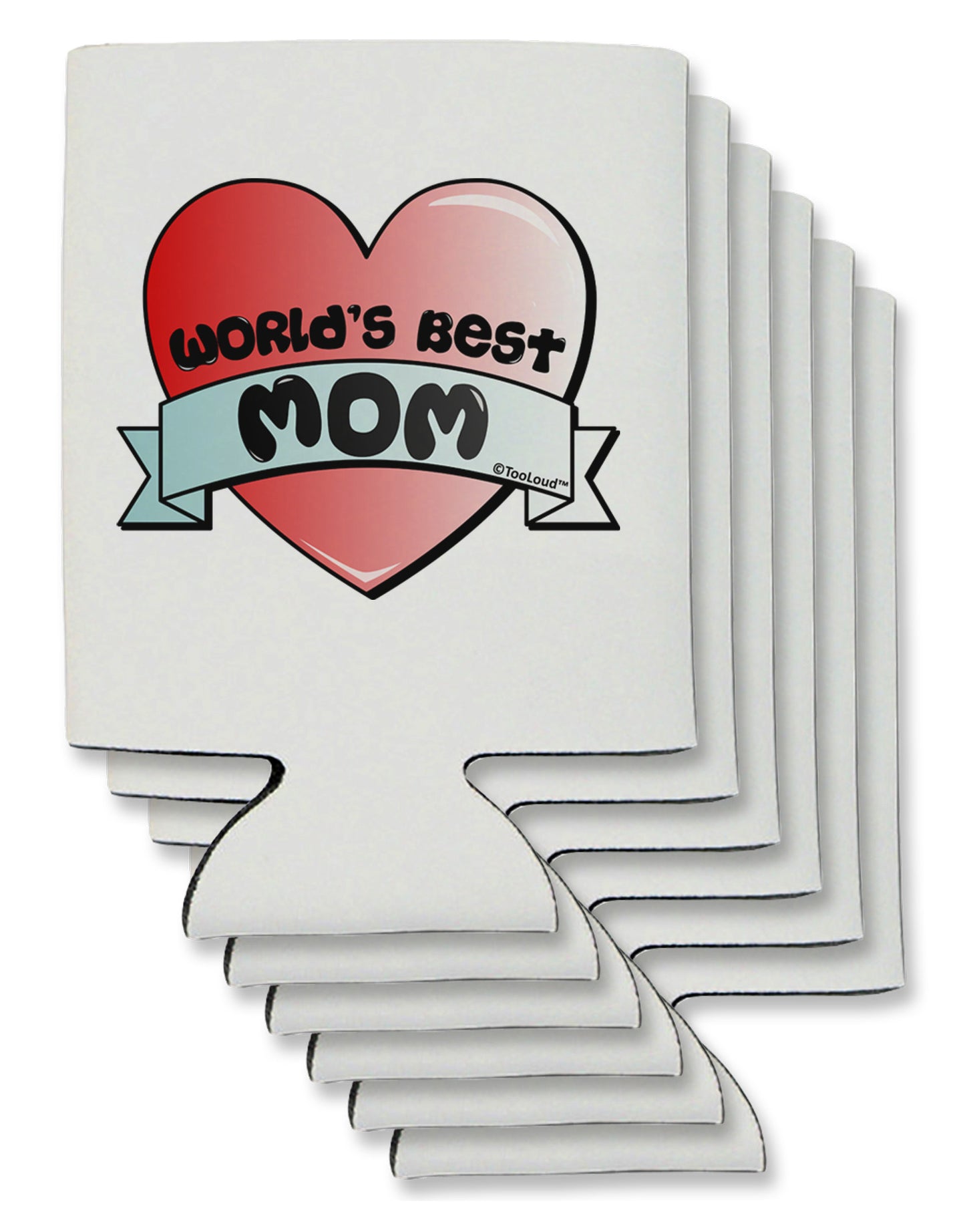 World's Best Mom - Heart Banner Design Can / Bottle Insulator Coolers by TooLoud-Can Coolie-TooLoud-6-Davson Sales