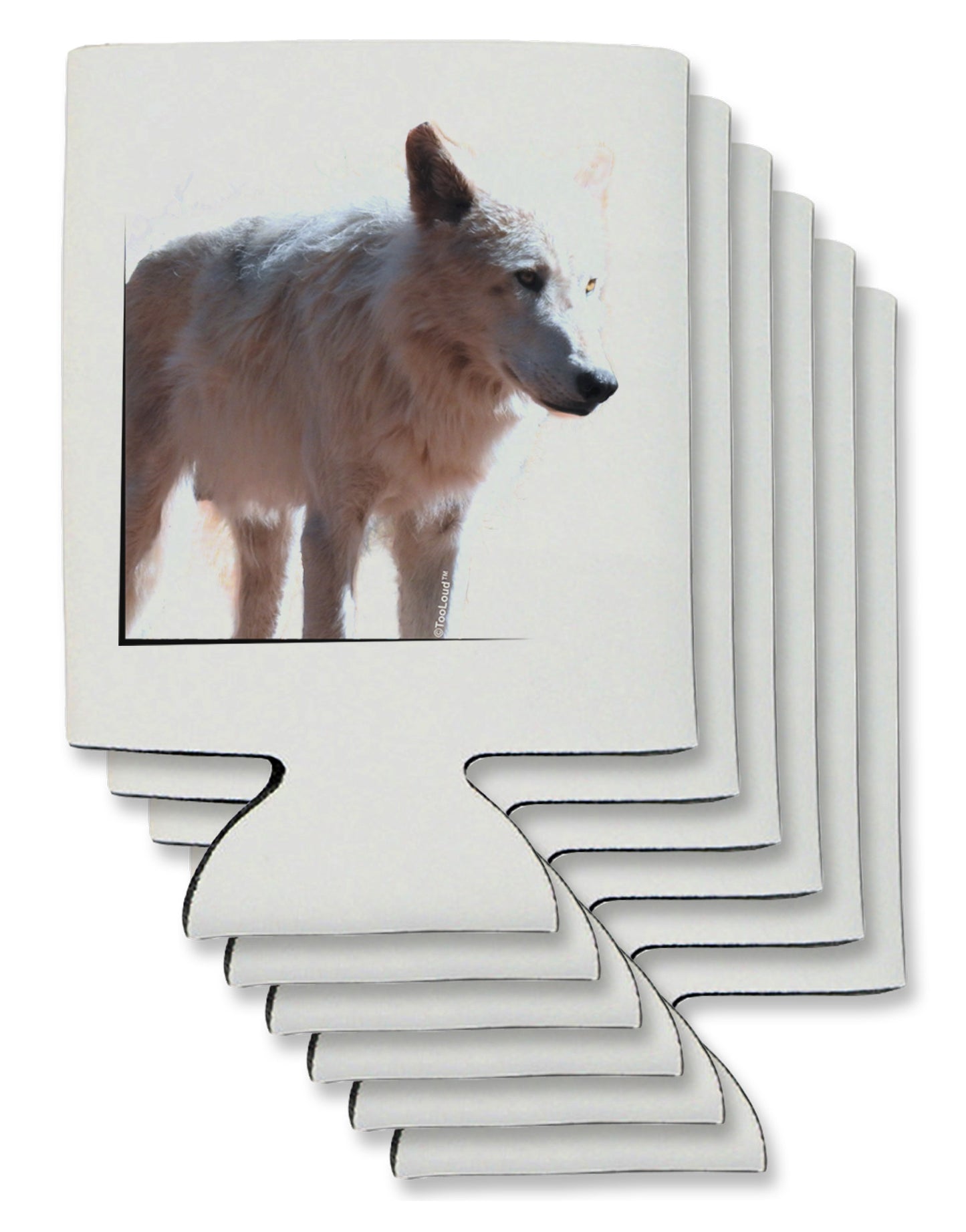 Magnificent Full White Wolf Can / Bottle Insulator Coolers-Can Coolie-TooLoud-6-Davson Sales