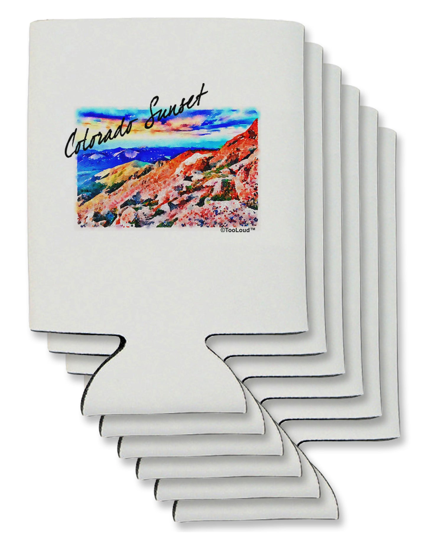 Colorado Mtn Sunset Bold WaterColor Can / Bottle Insulator Coolers-Can Coolie-TooLoud-6-Davson Sales